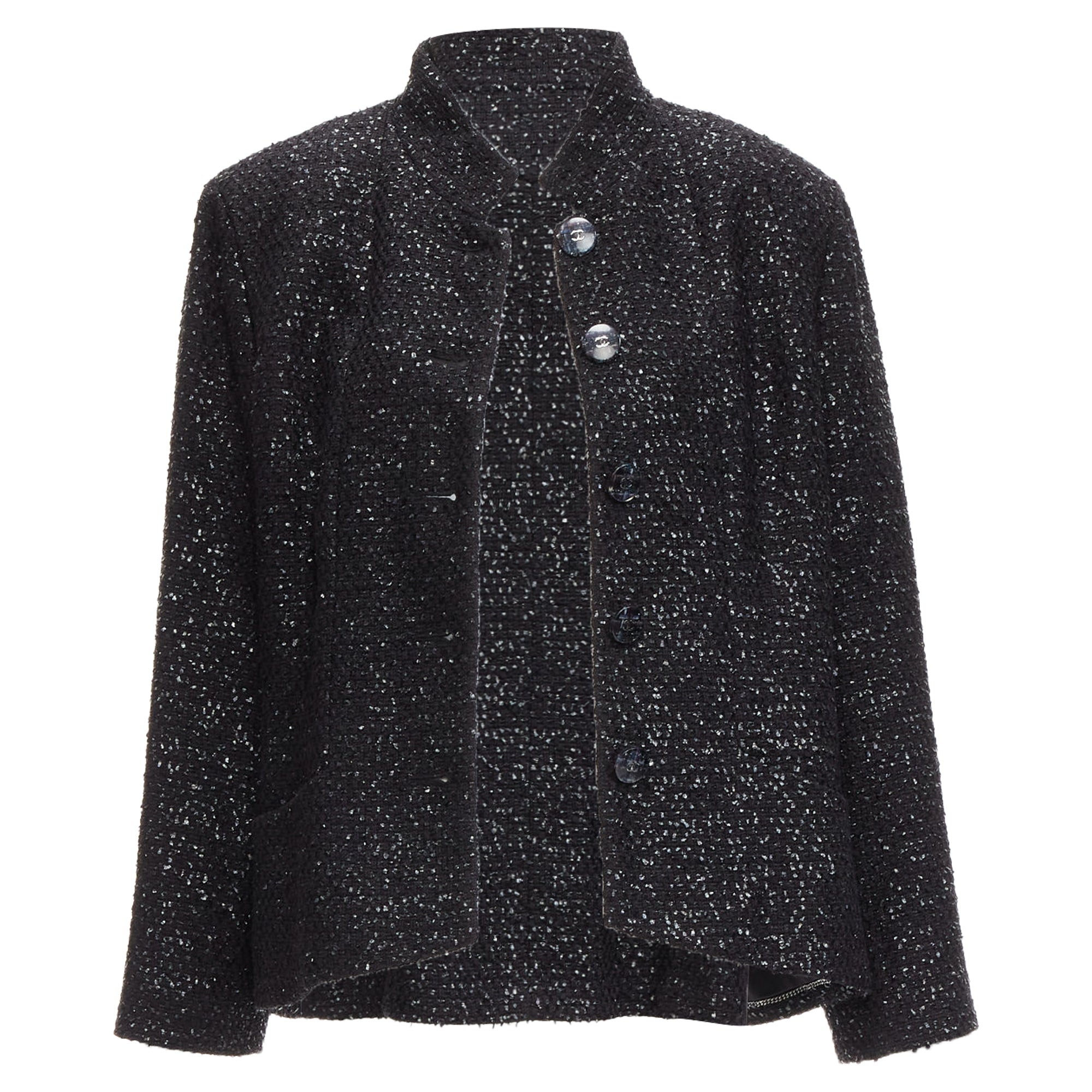 Women's Chanel fantasy tweed lurex cc logo button power jacket