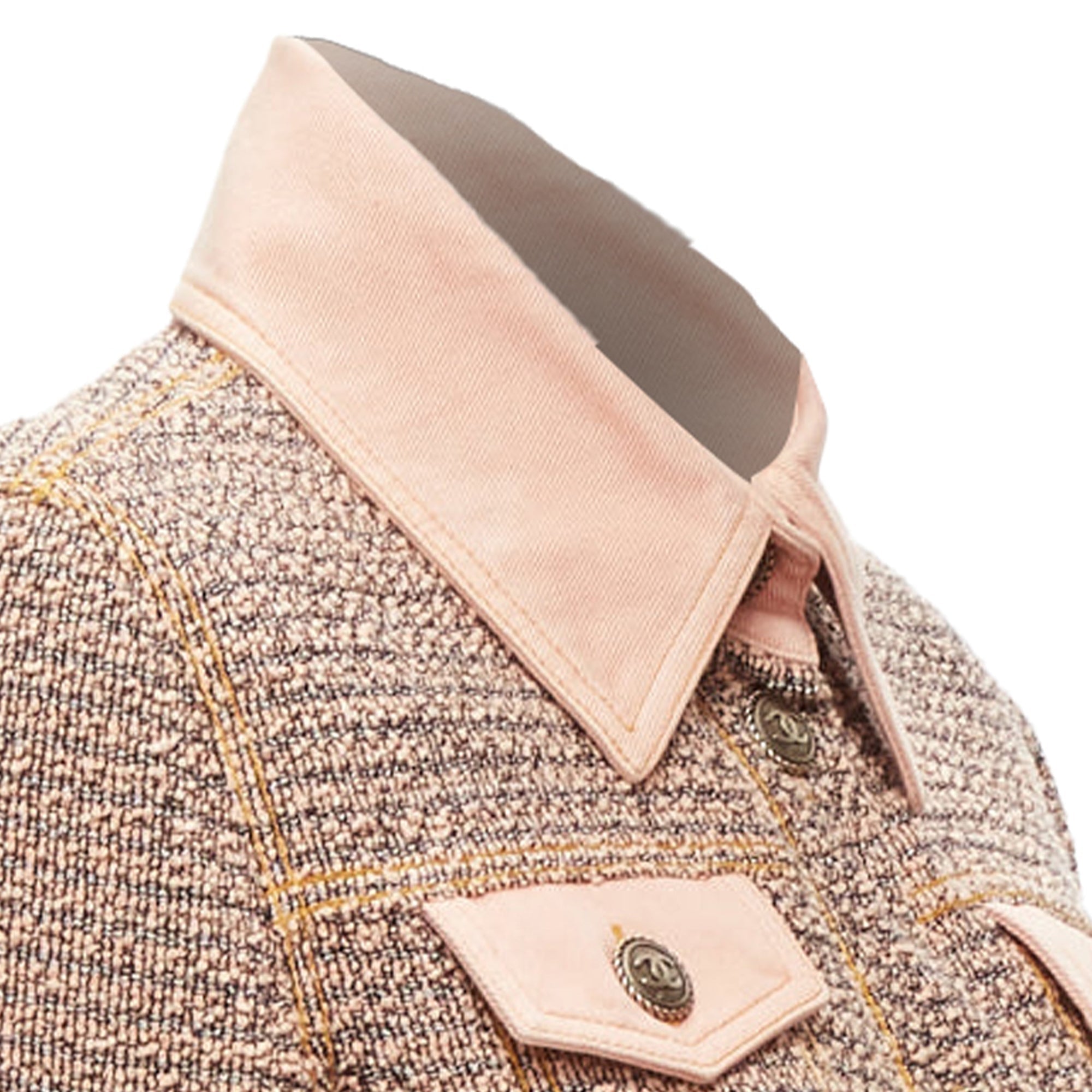 Women's Chanel denim trim tweed button cropped jacket