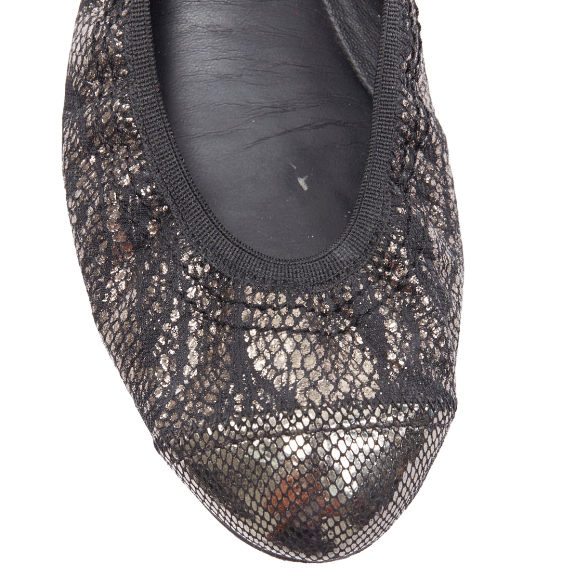 Women's Chanel metallic copper print stretch ballerina flats