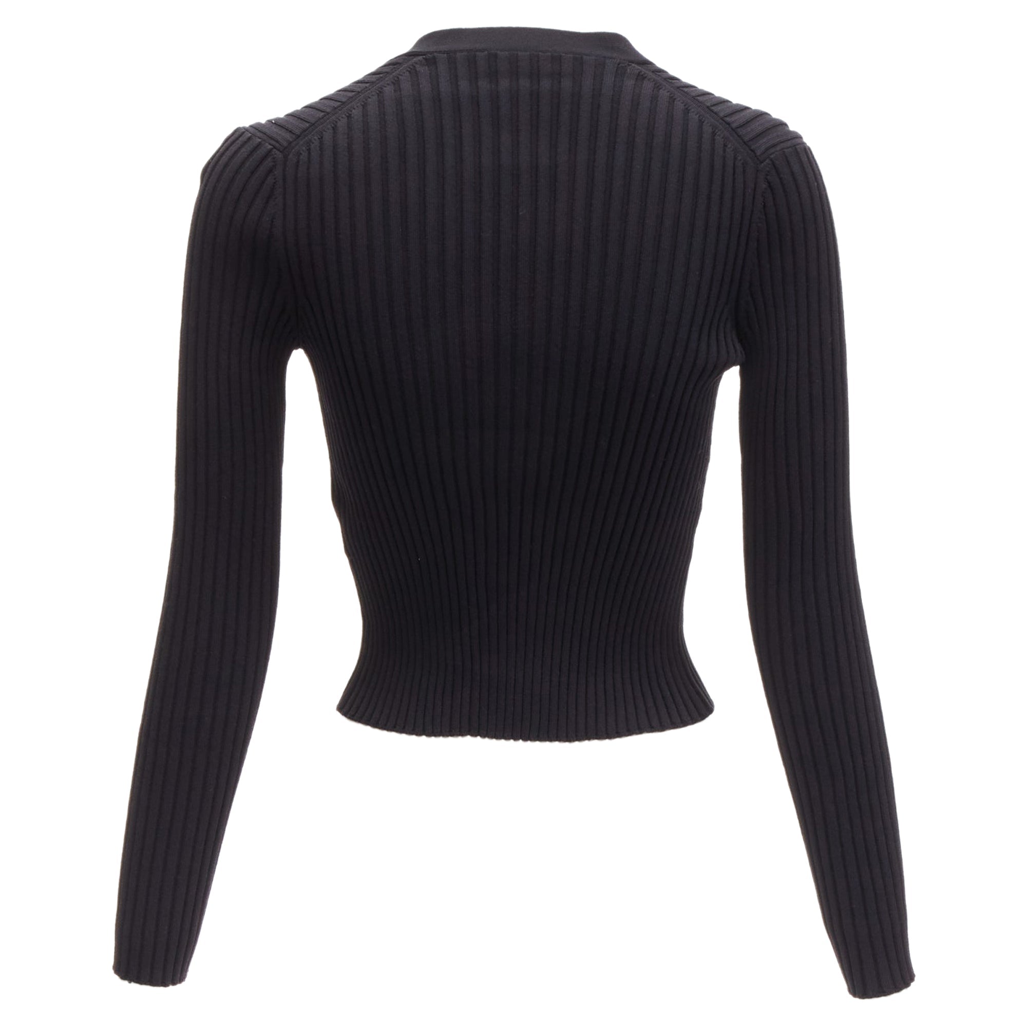 Women's Chanel CC logo button ribbed cropped cardigan