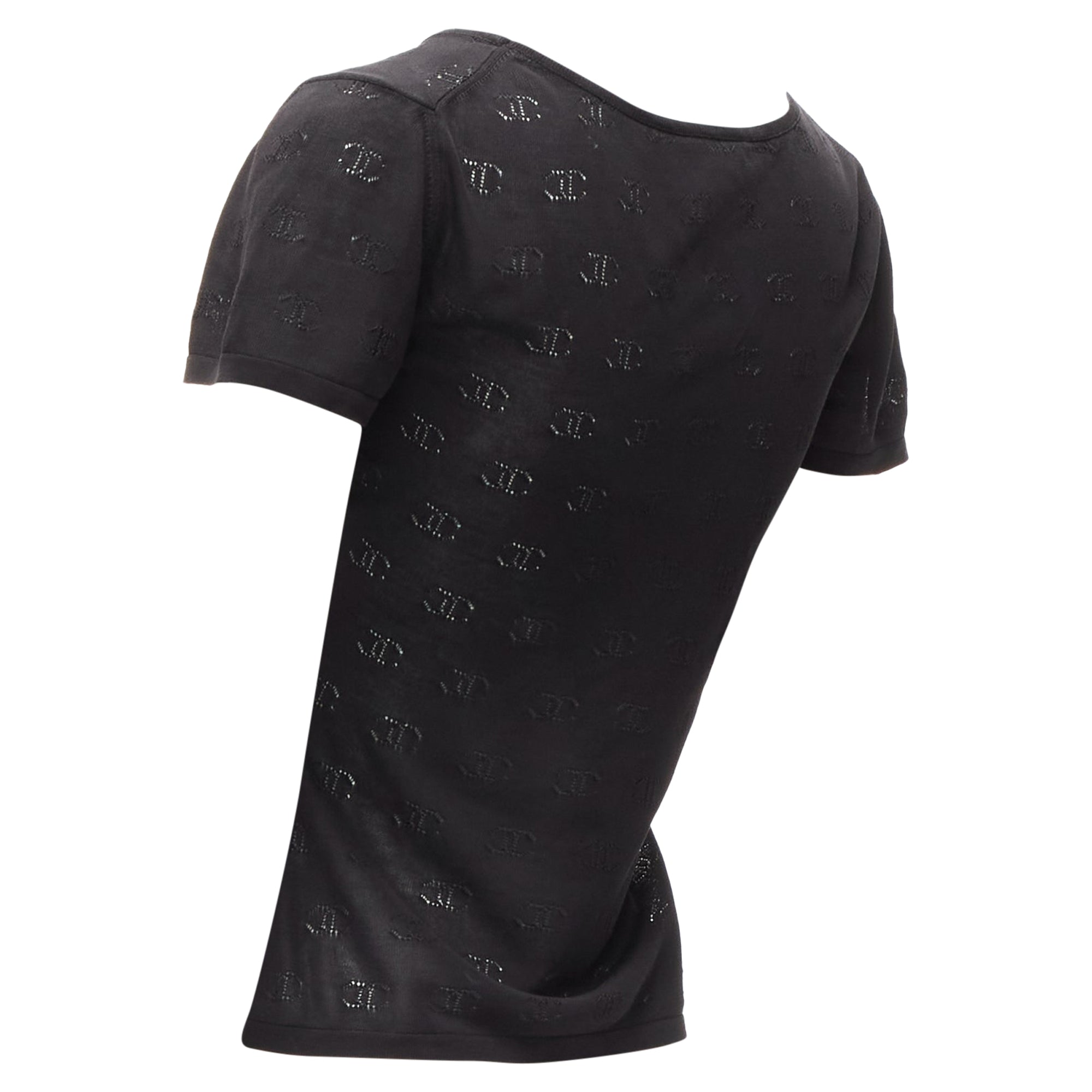 Women's Chanel CC logo monogram Pointelle silk knitted top