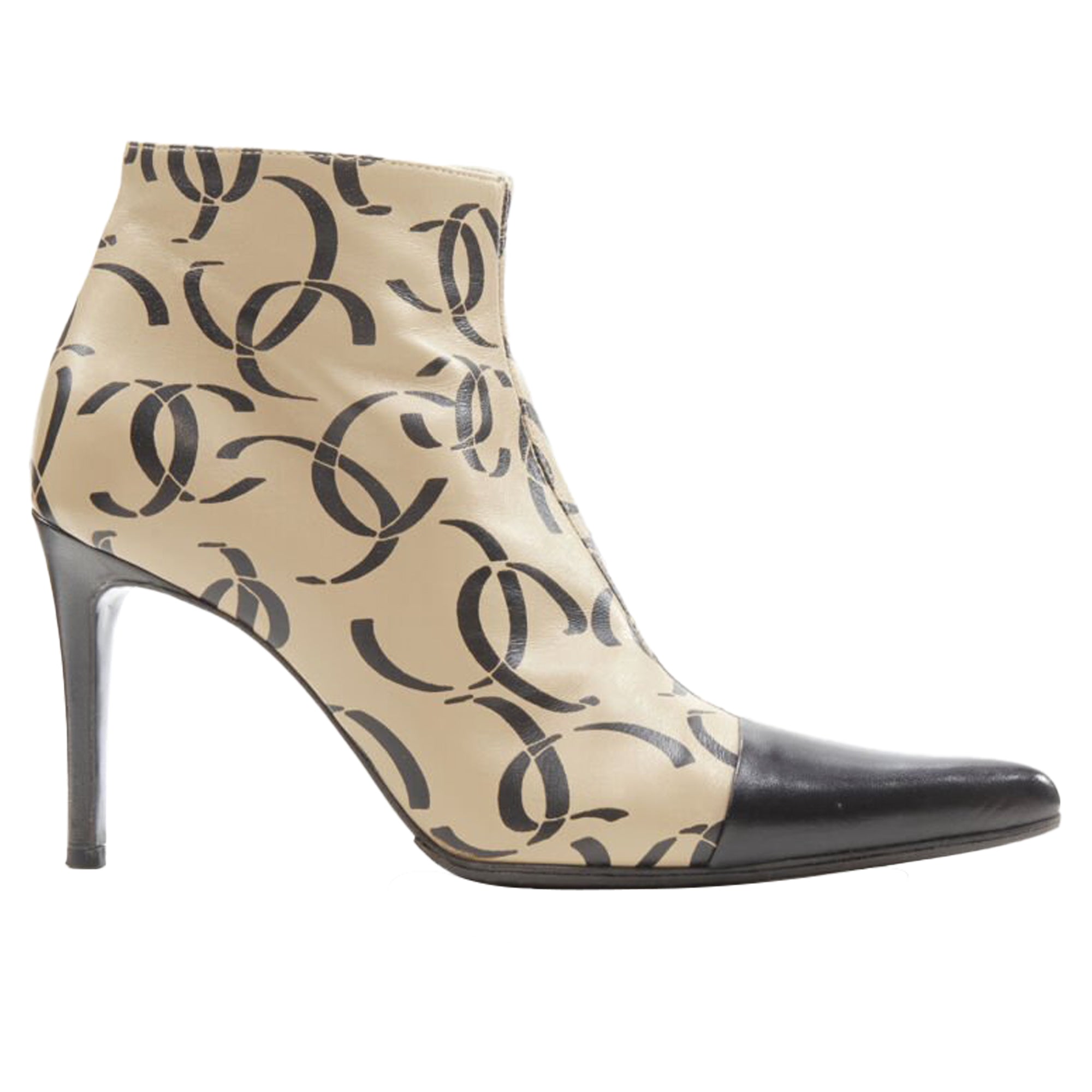 Women's Chanel marked CC logo toe cap ankle bootie