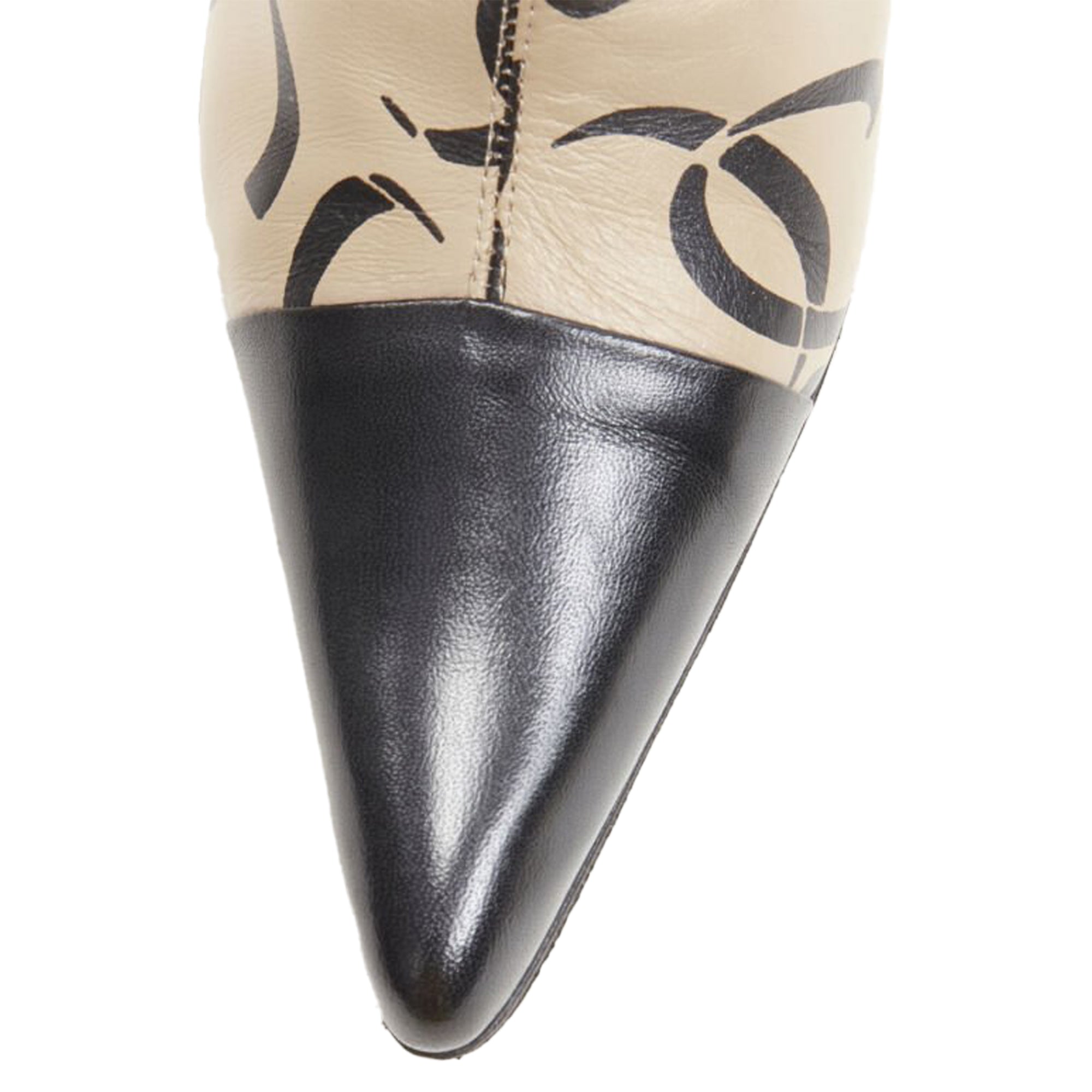 Women's Chanel marked CC logo toe cap ankle bootie