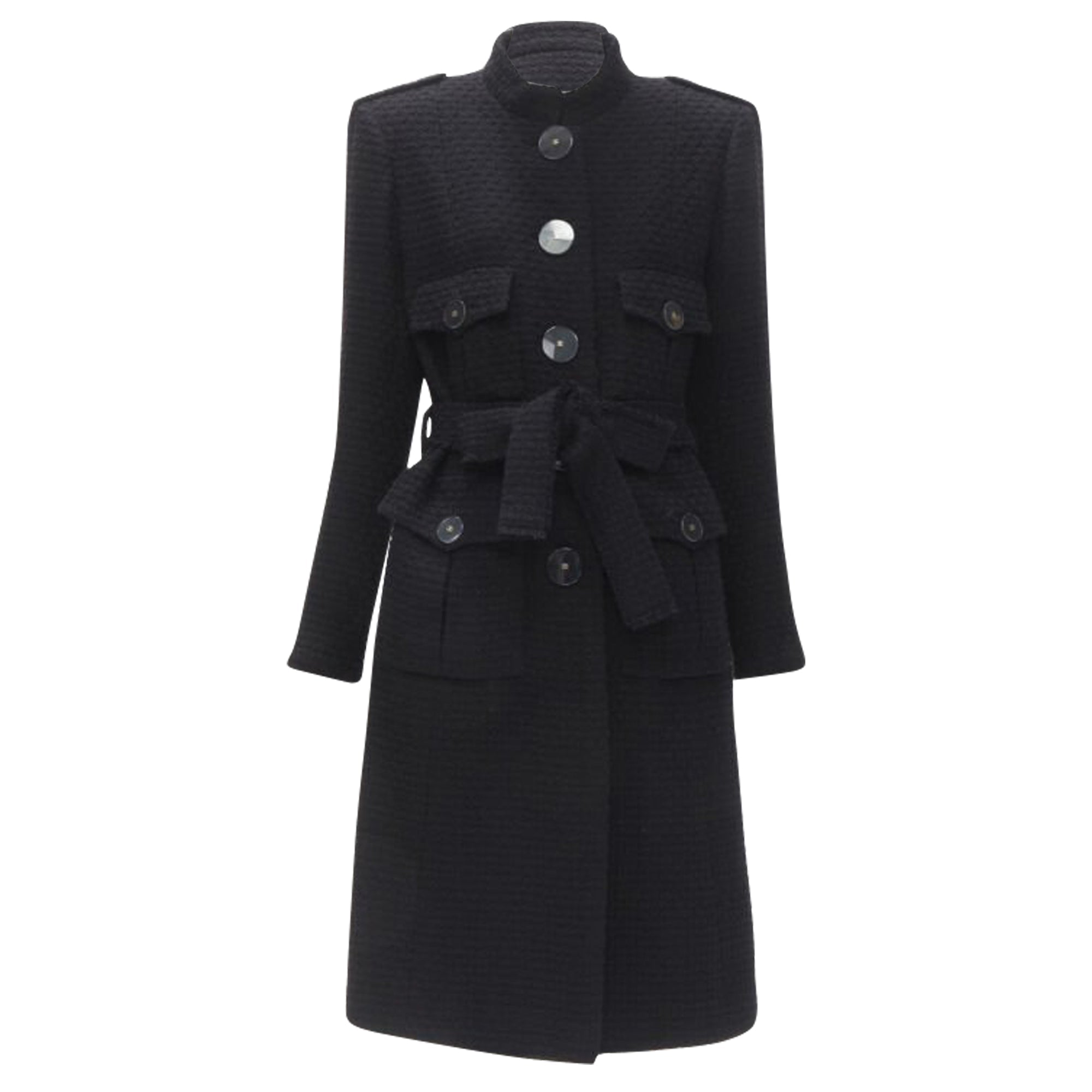 Women's Chanel Paris Cosmopolite tweed CC button belted coat