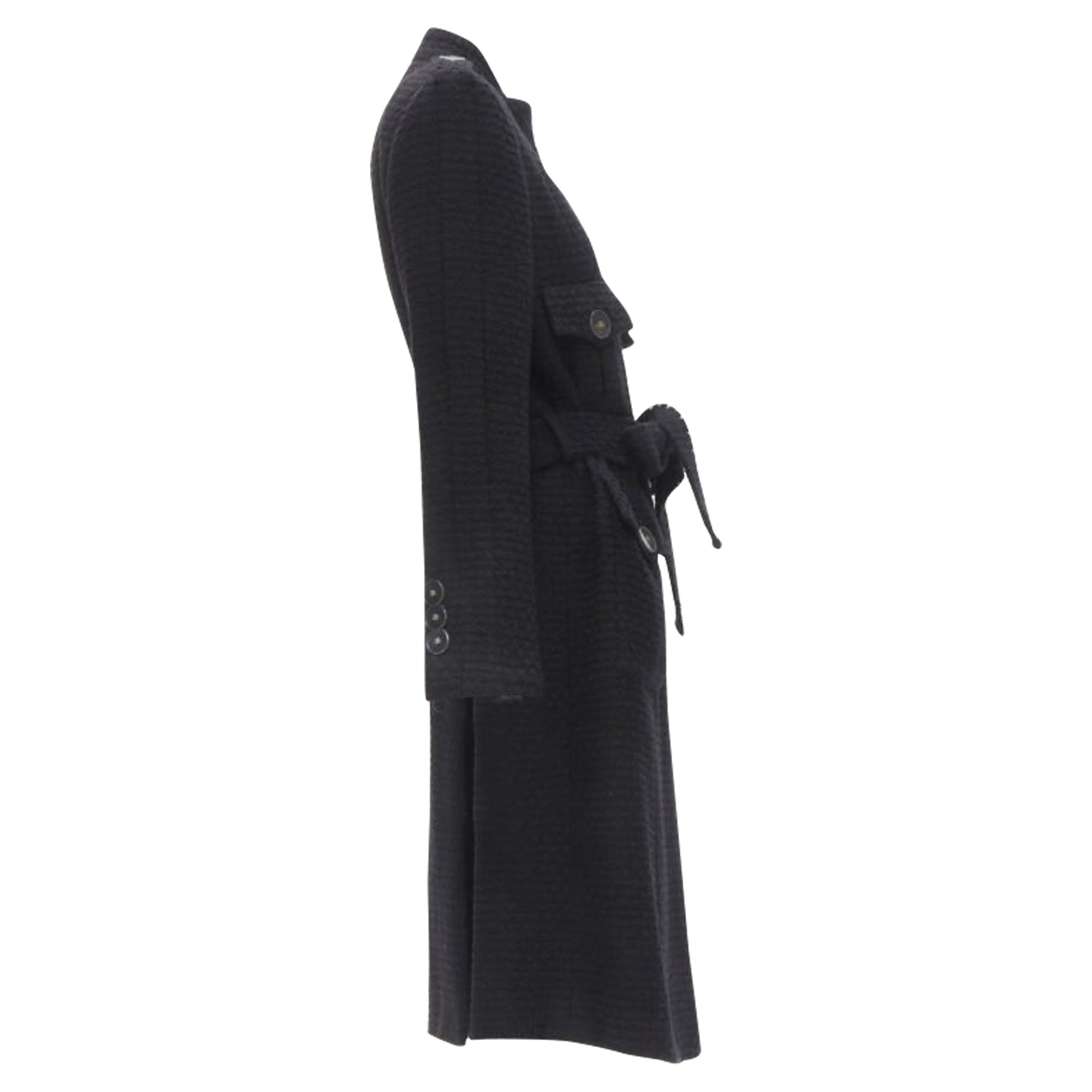 Women's Chanel Paris Cosmopolite tweed CC button belted coat