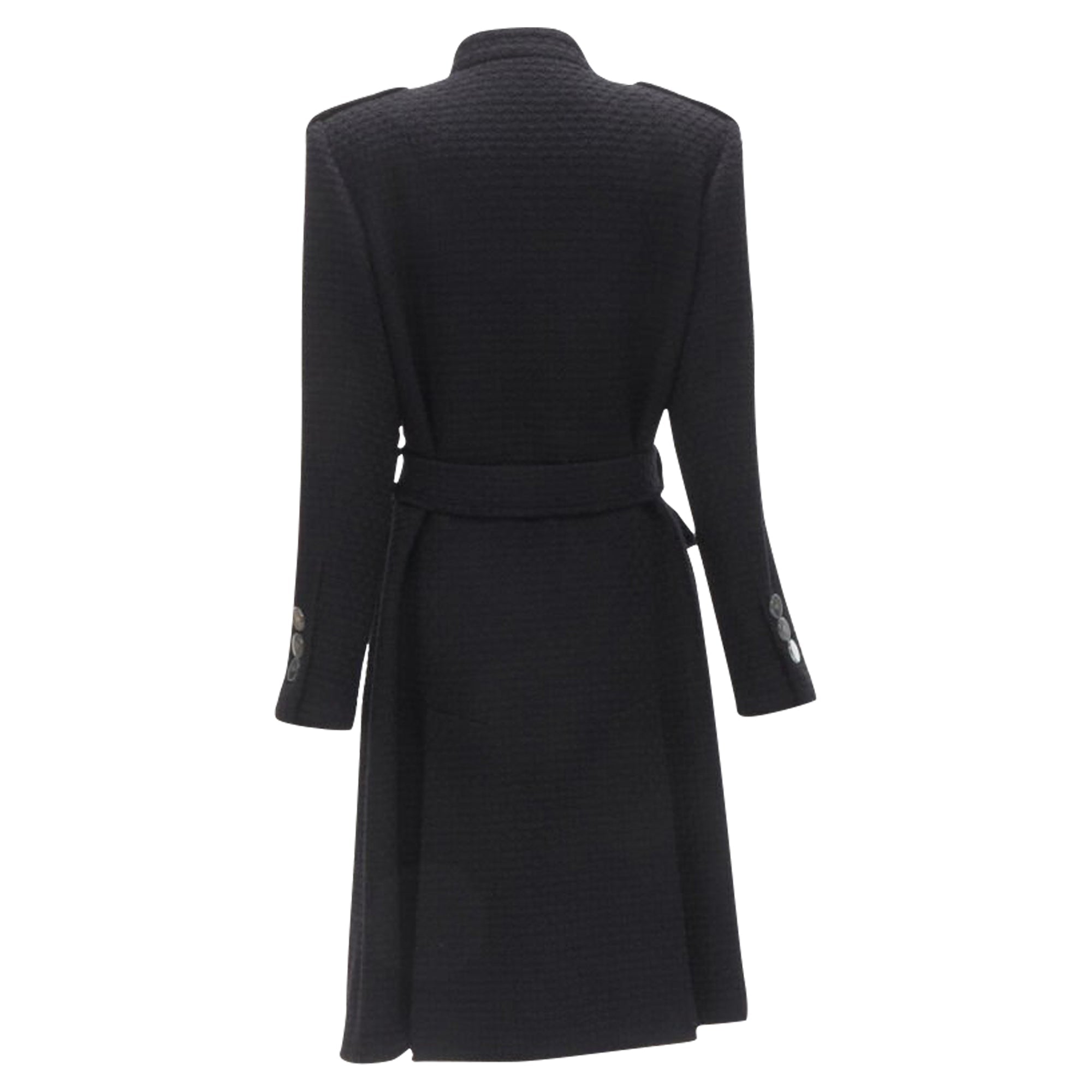 Women's Chanel Paris Cosmopolite tweed CC button belted coat