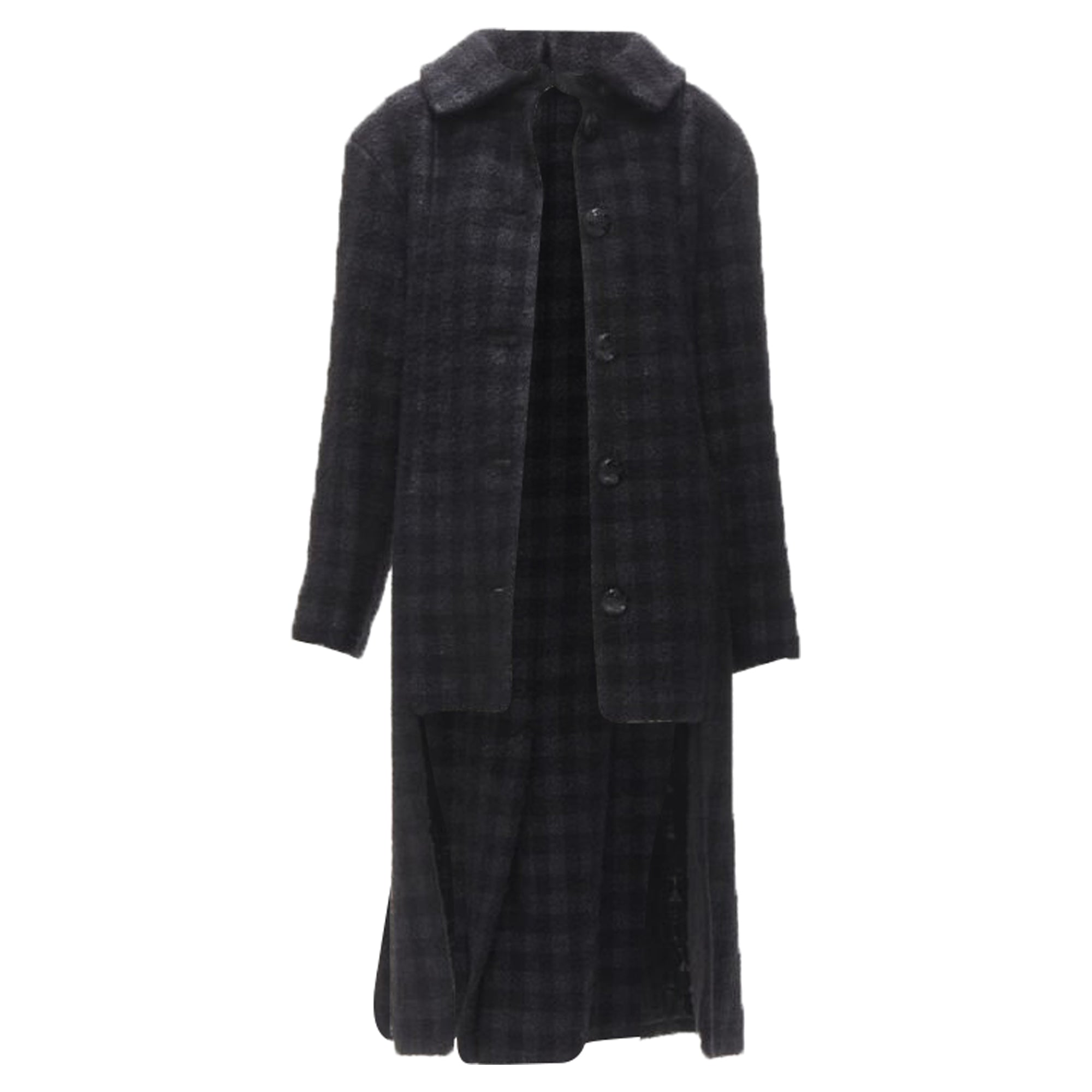 Women's Chanel lurex check tweed Globe CC button high low coat