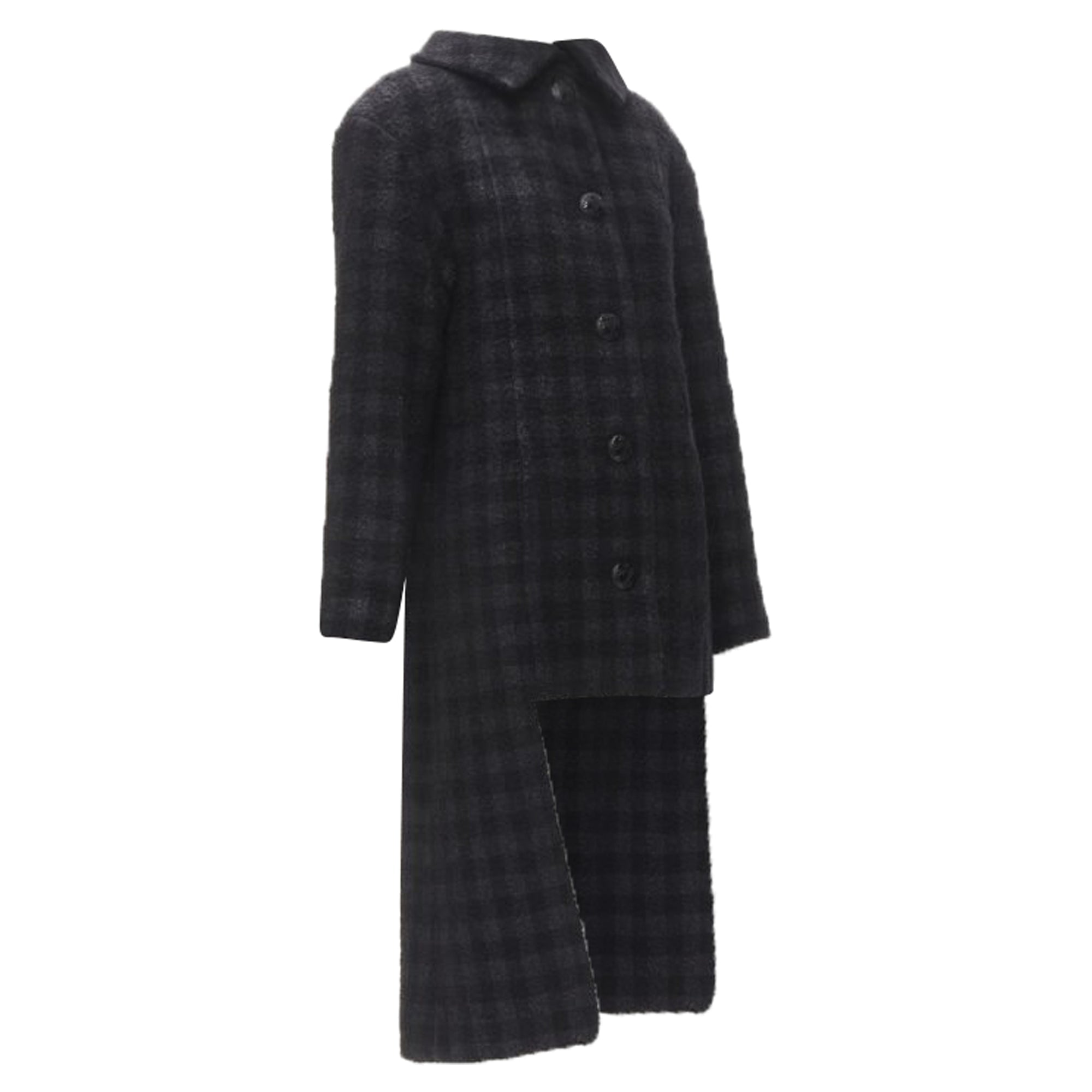 Women's Chanel lurex check tweed Globe CC button high low coat