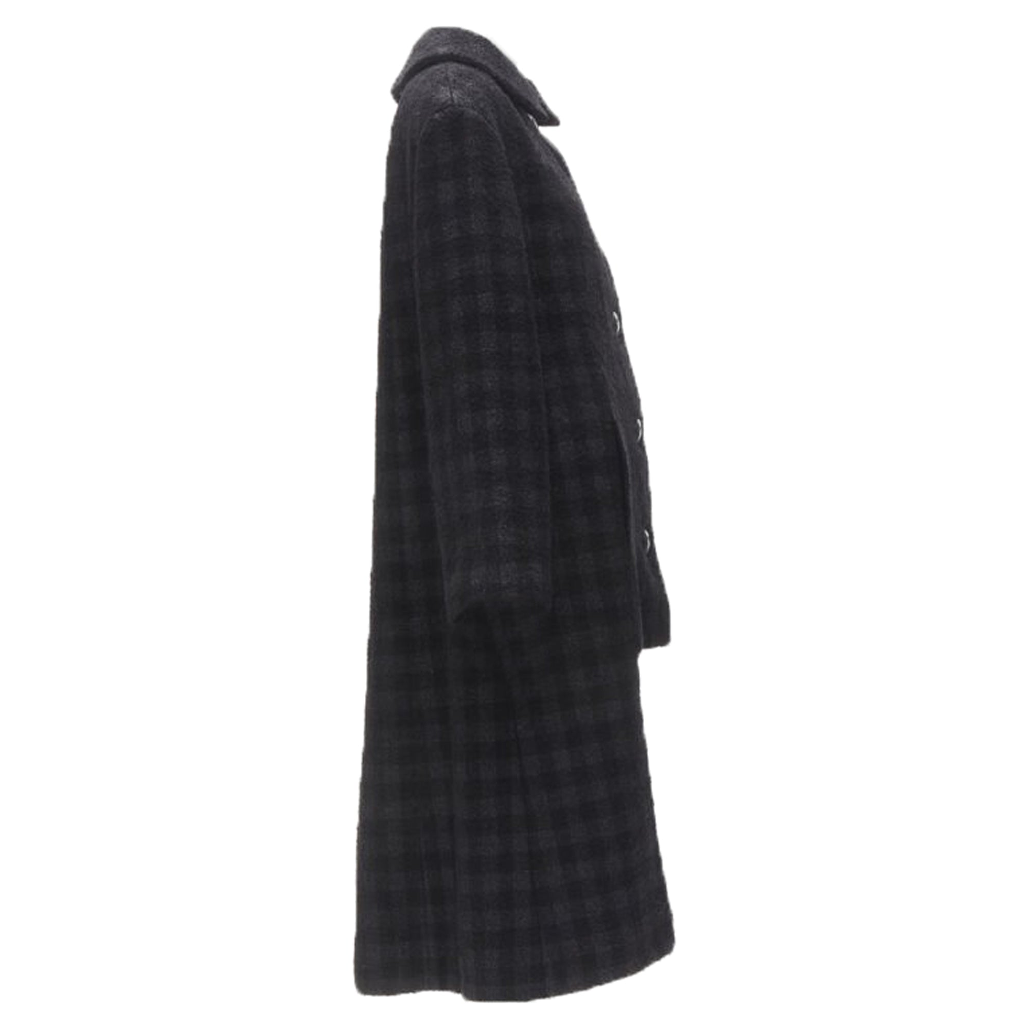 Women's Chanel lurex check tweed Globe CC button high low coat