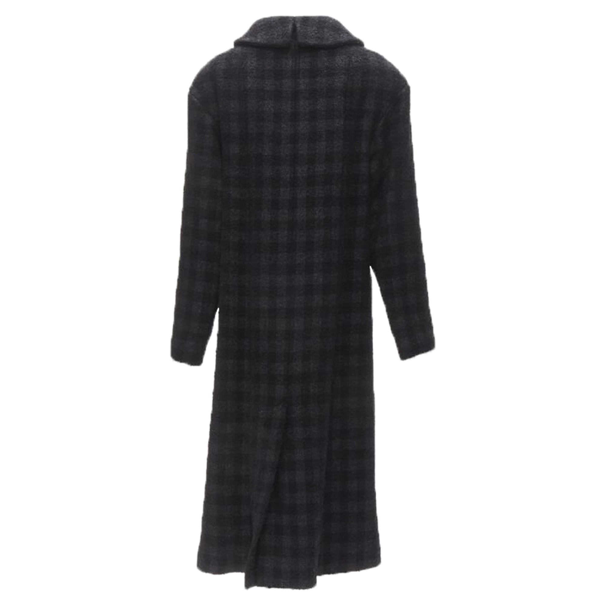 Women's Chanel lurex check tweed Globe CC button high low coat