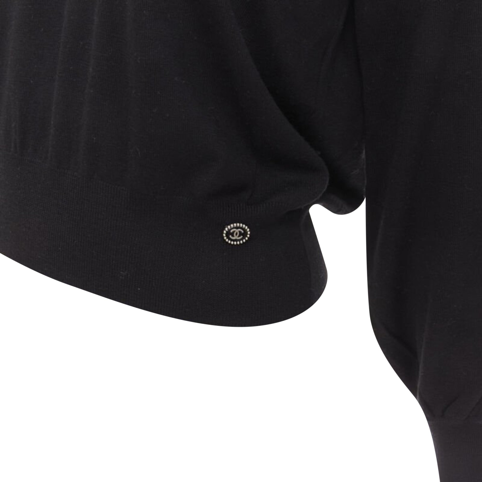 Women's Chanel wool cable knit varsity collar CC charm sweater