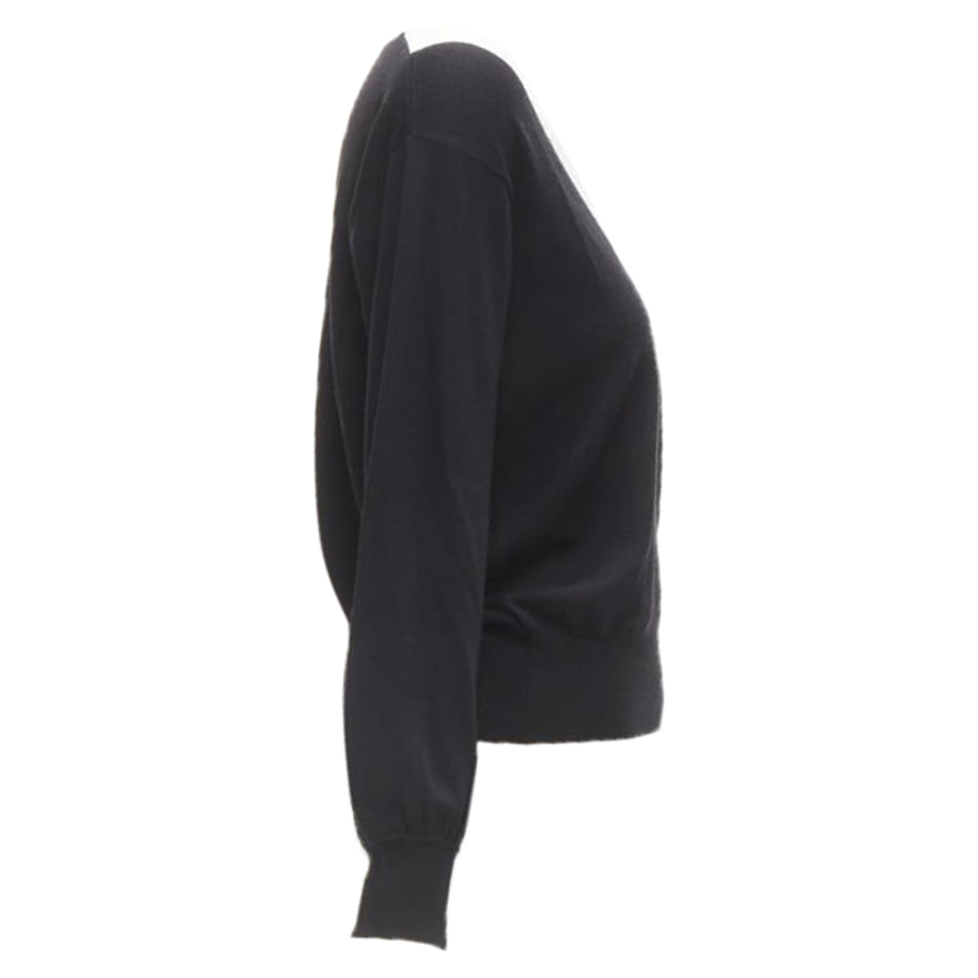 Women's Chanel wool cable knit varsity collar CC charm sweater