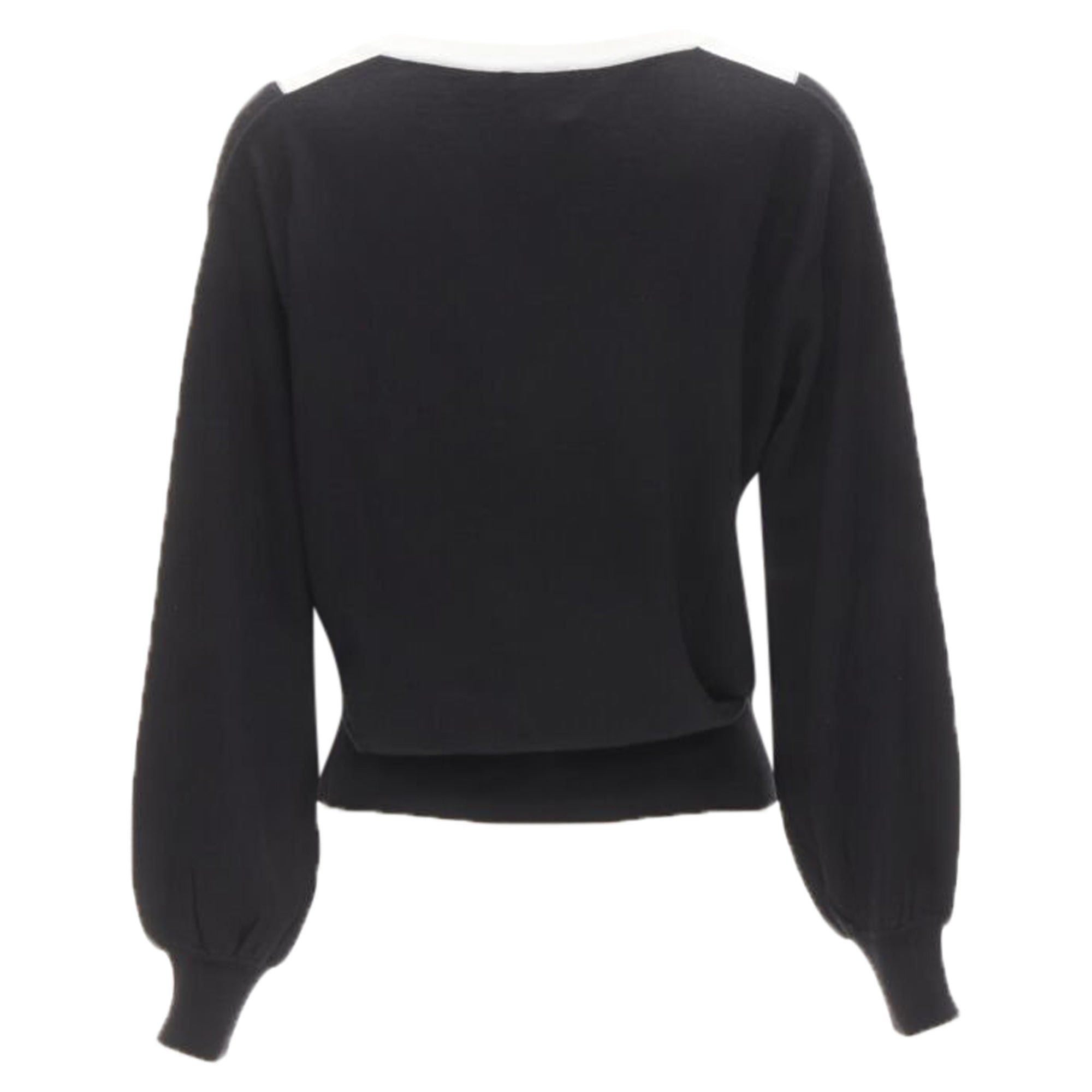 Women's Chanel wool cable knit varsity collar CC charm sweater