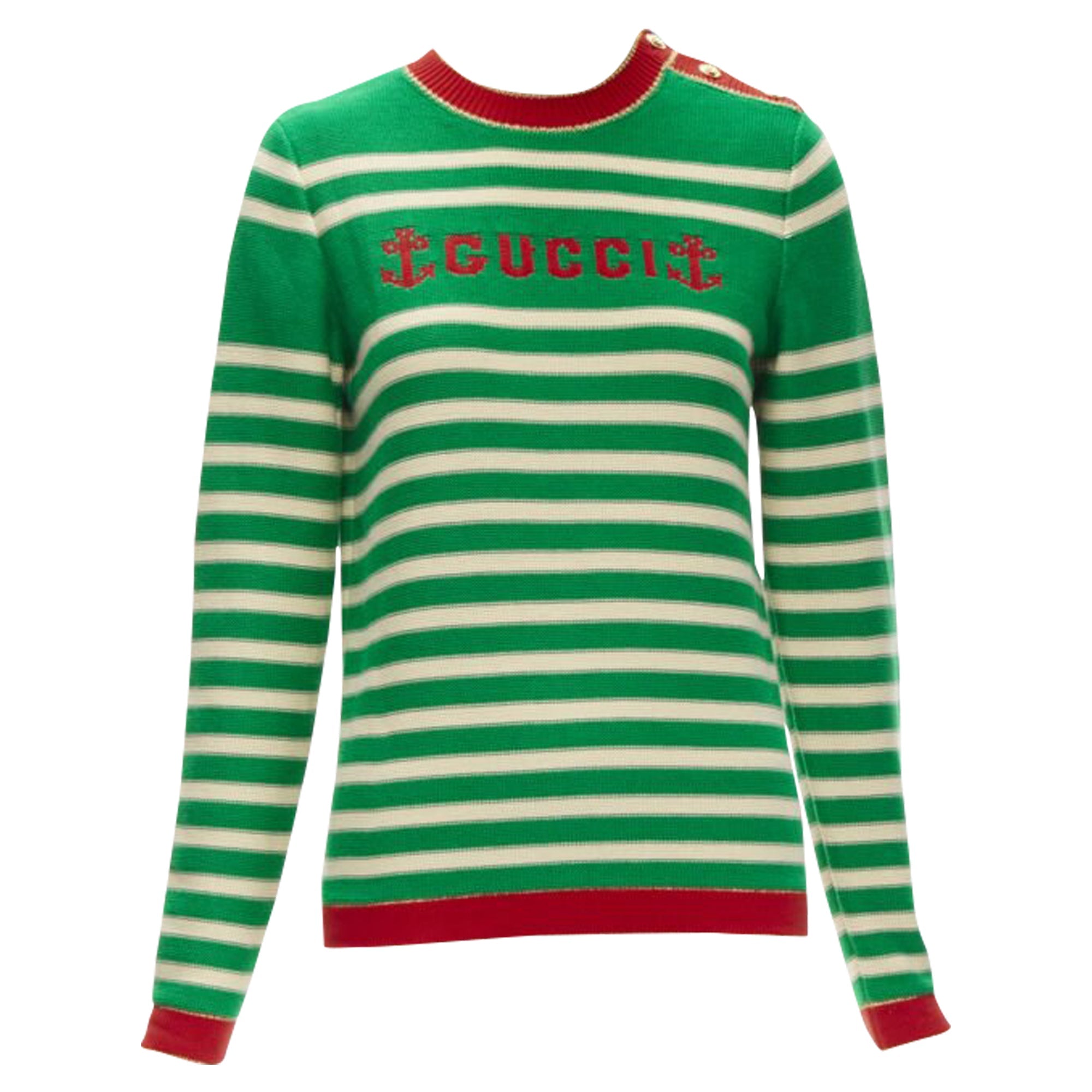 Women's Gucci sailor intarsia embroidery striped sweater