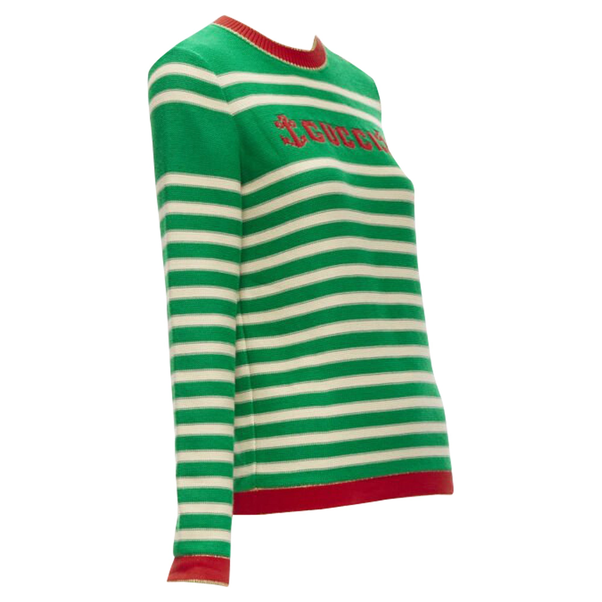 Women's Gucci sailor intarsia embroidery striped sweater