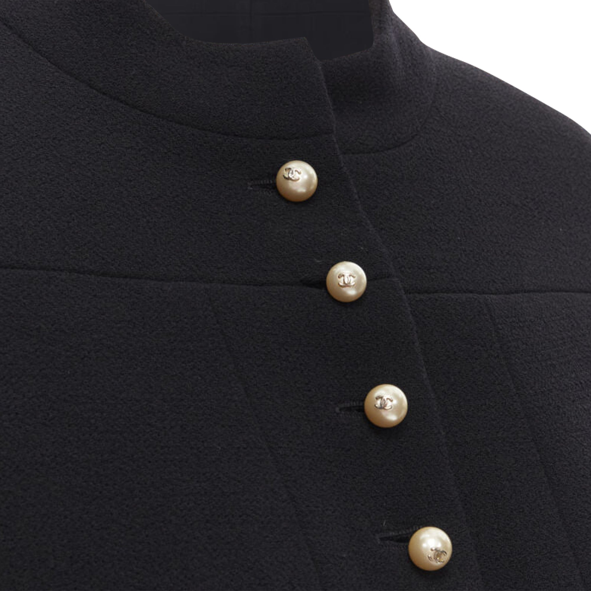Women's Chanel wool pearl buttons paneled pocket jacket