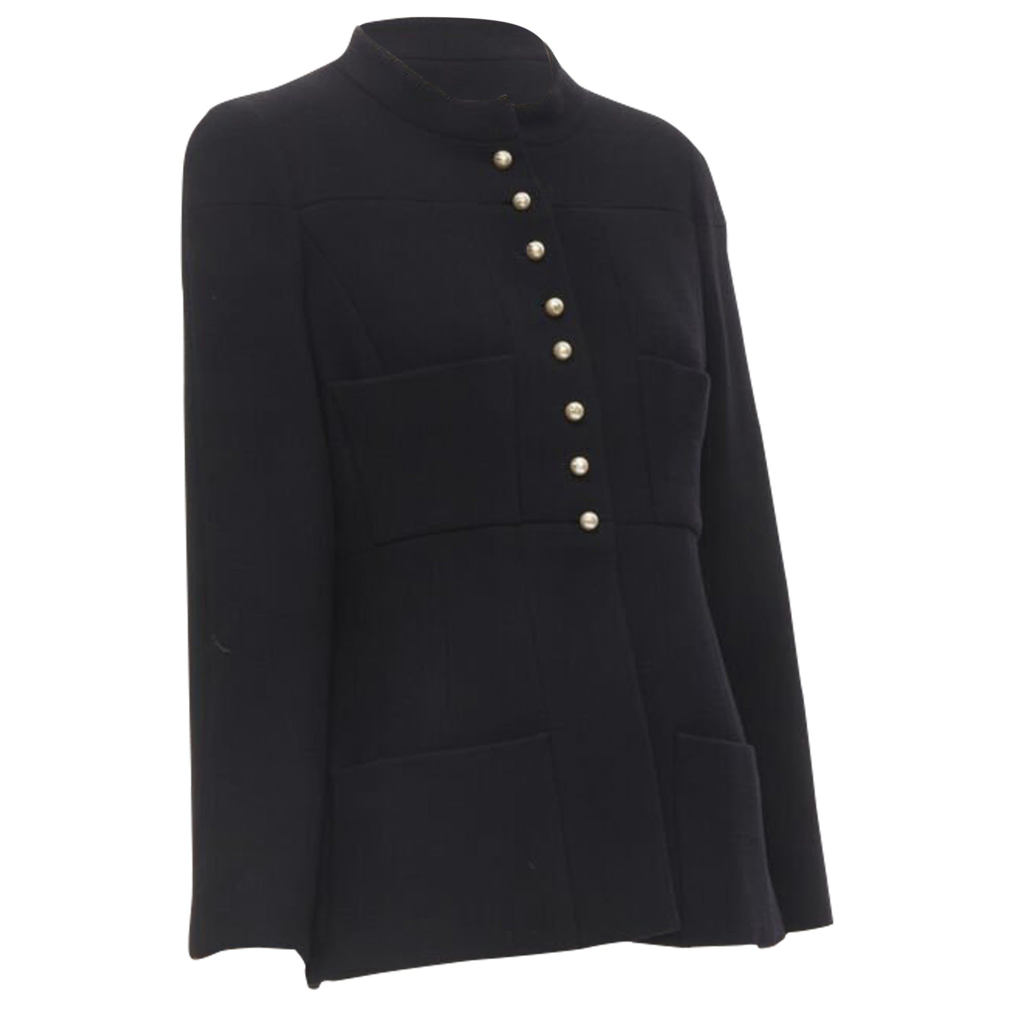 Women's Chanel wool pearl buttons paneled pocket jacket