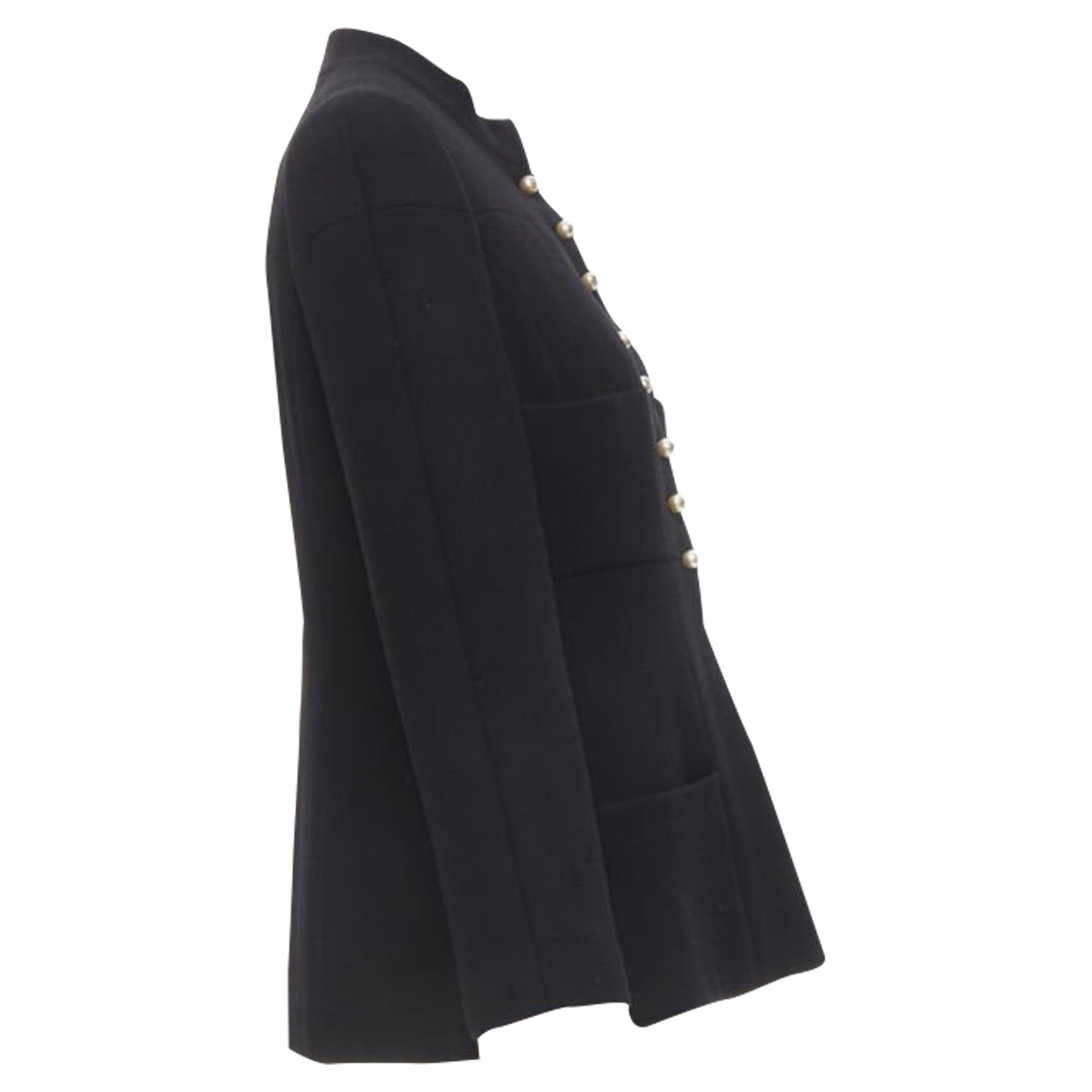 Women's Chanel wool pearl buttons paneled pocket jacket