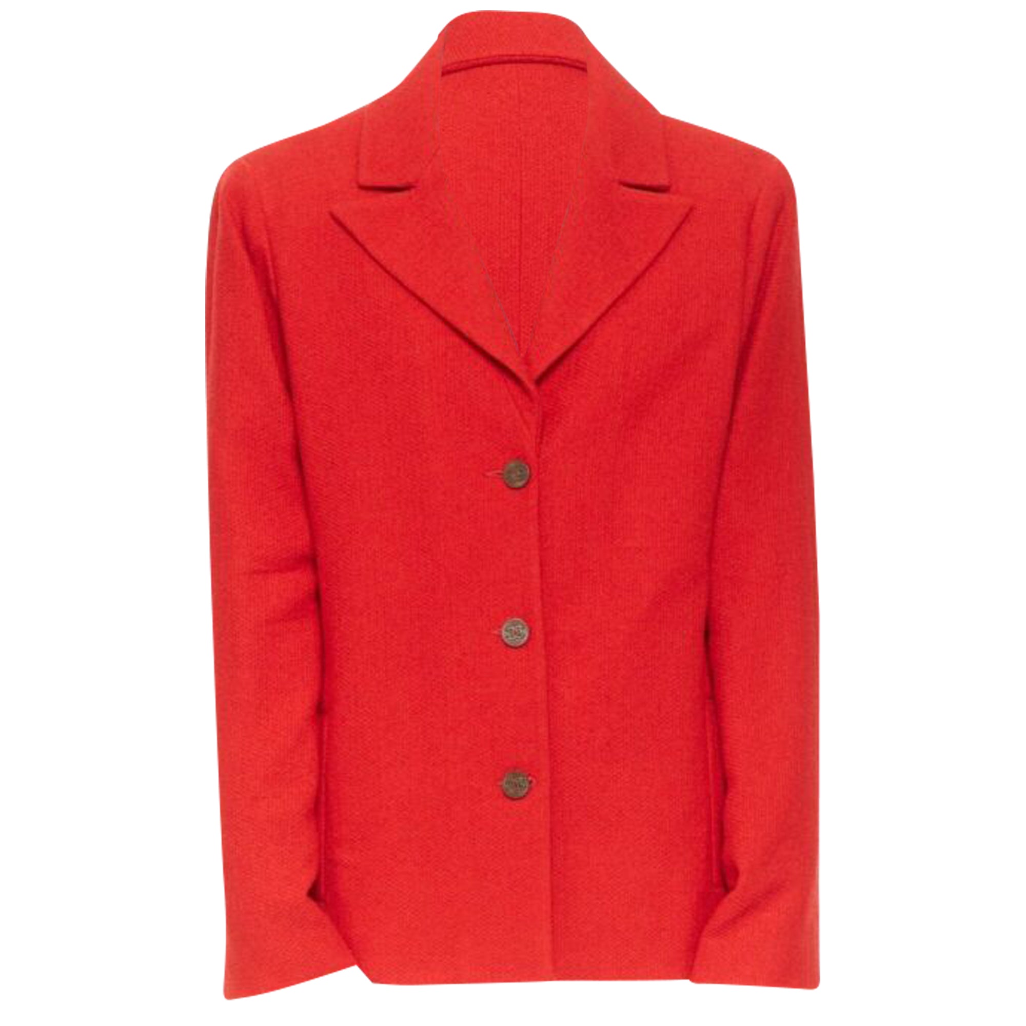 Women's Chanel lipstick tweed peak lapel CC blazer jacket