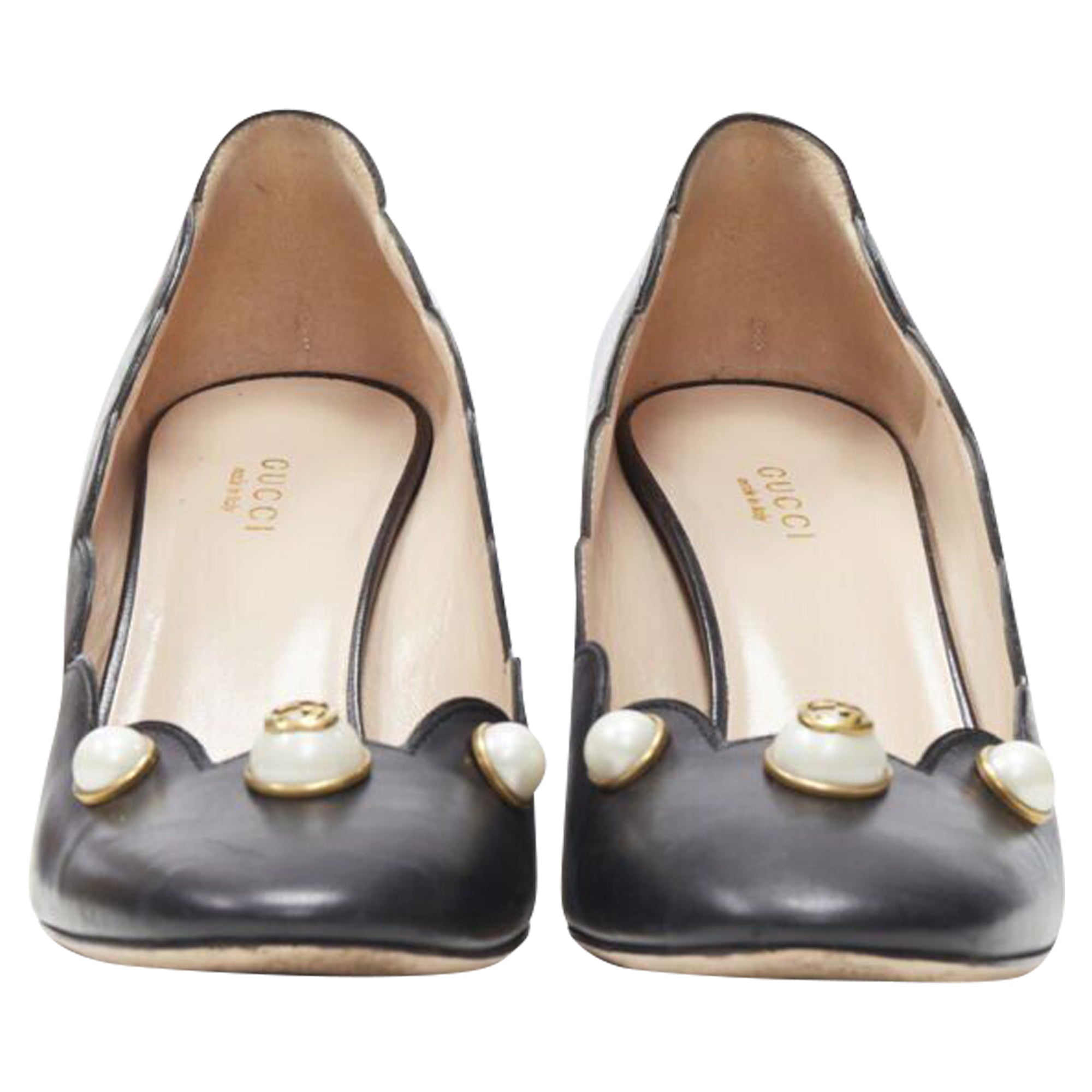 Women's Gucci GG Pearl leather scalloped pump