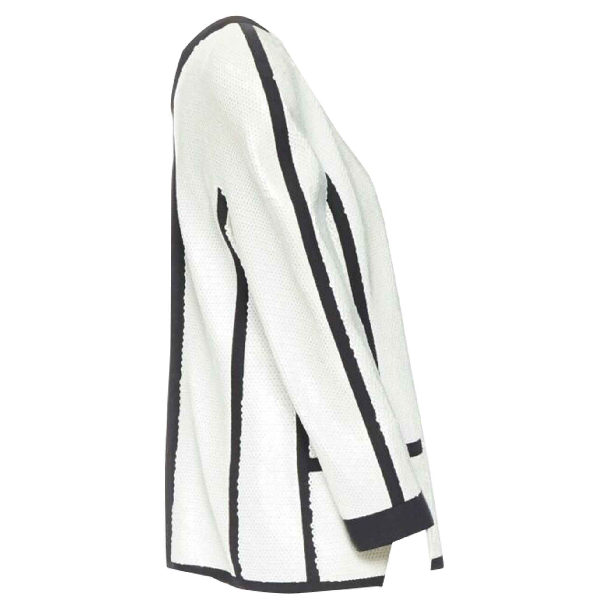 Women's Chanel SS sequin grosgrain trim scuba zipper jacket