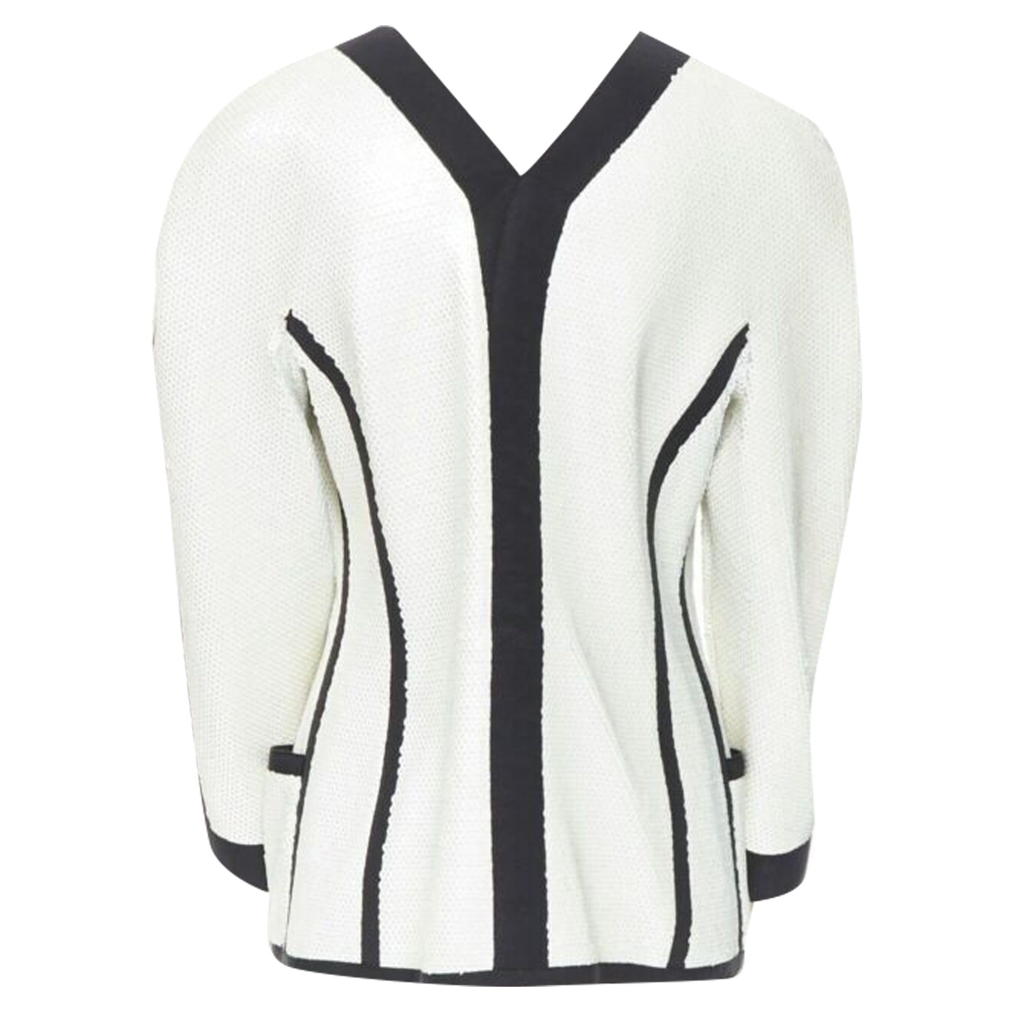 Women's Chanel SS sequin grosgrain trim scuba zipper jacket