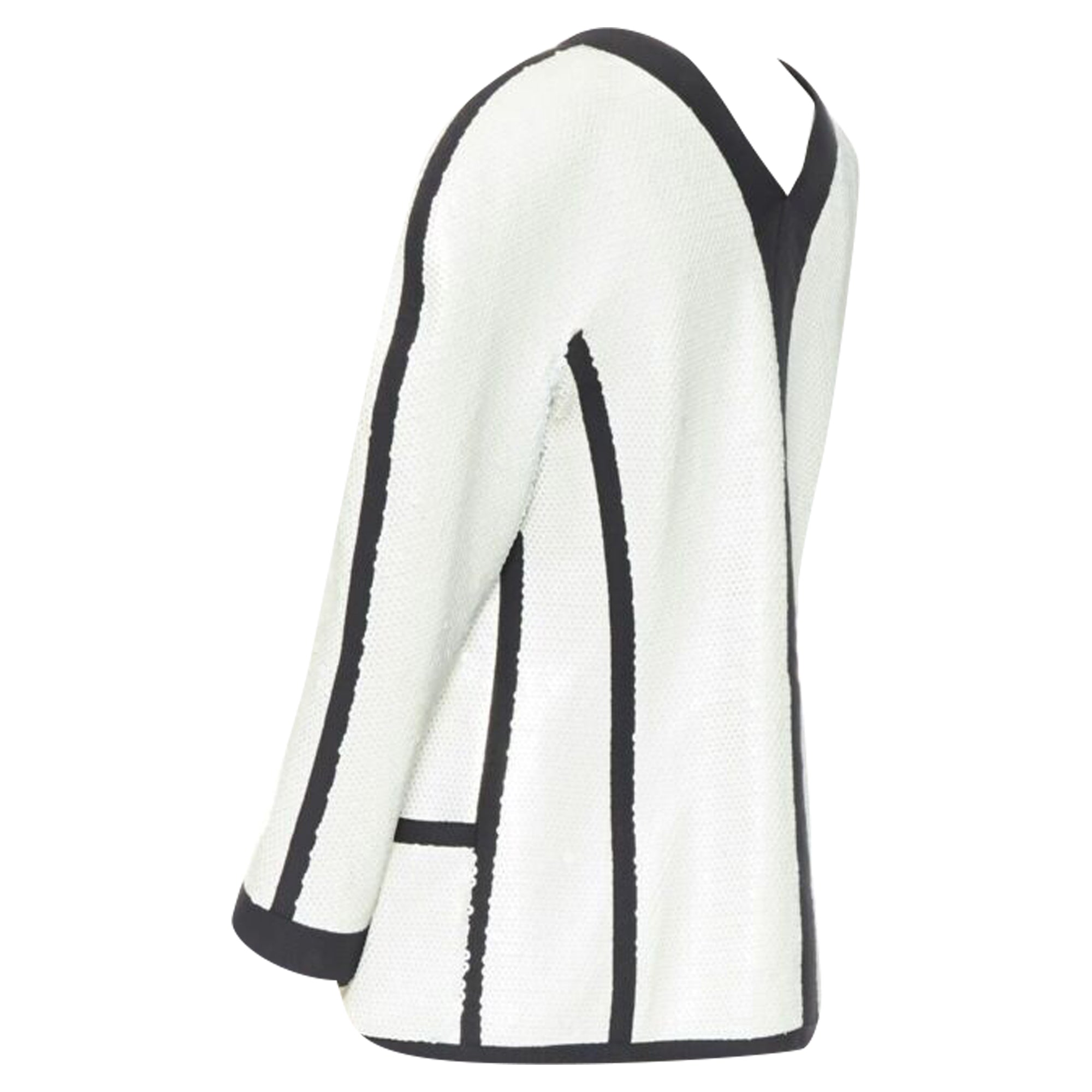 Women's Chanel SS sequin grosgrain trim scuba zipper jacket