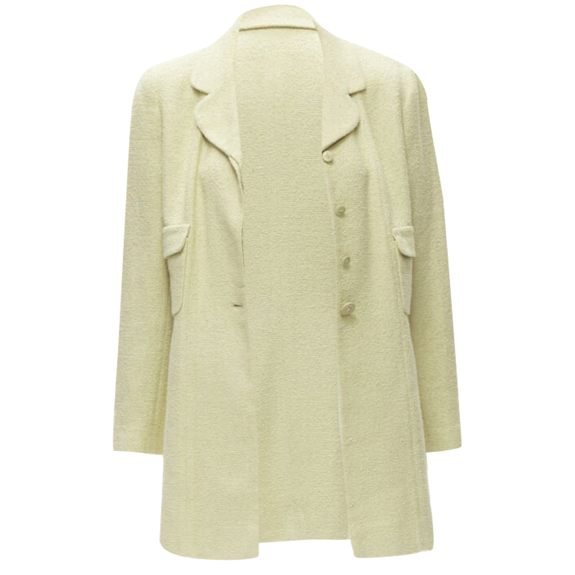 Women's Chanel pastel tweed CC button long jacket