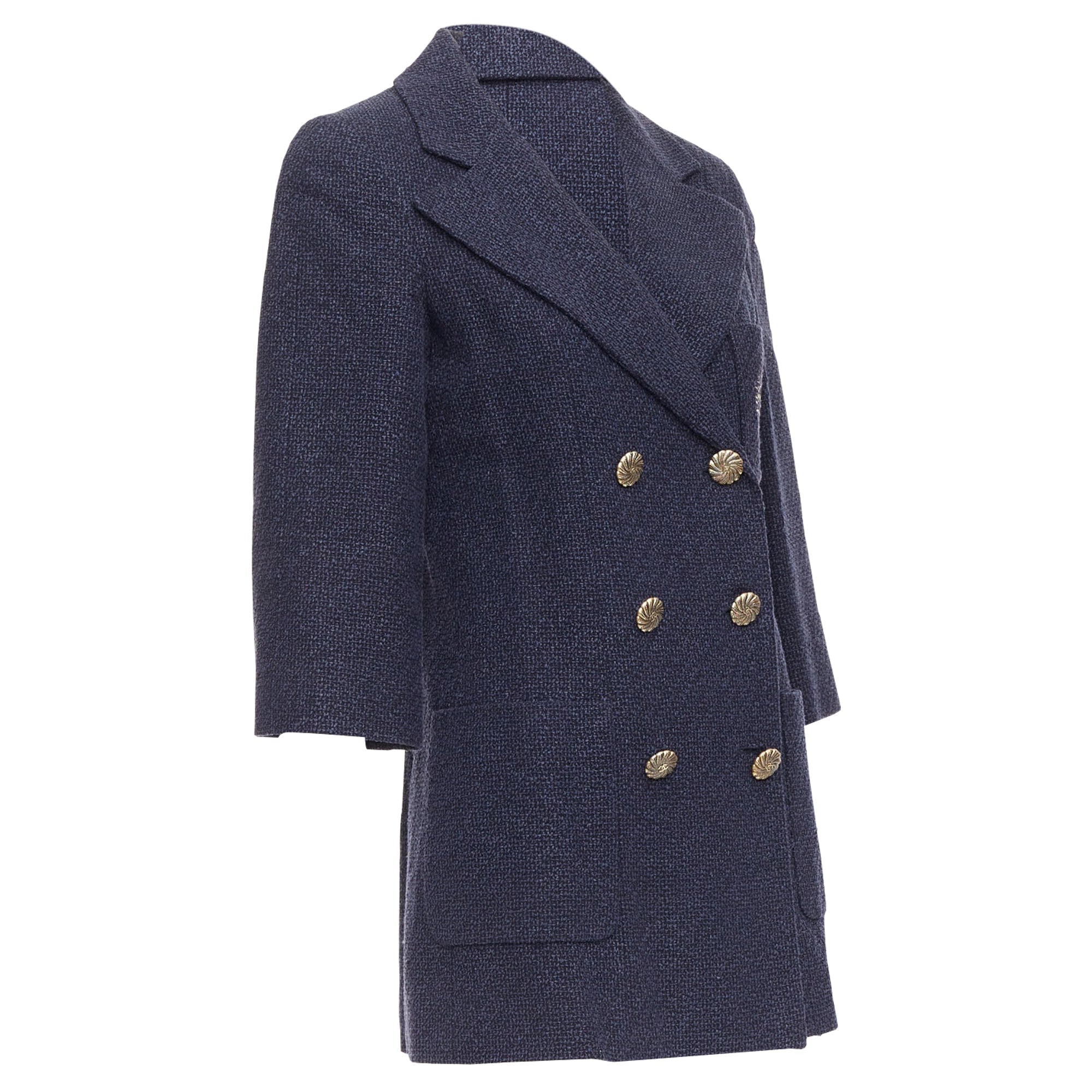 Women's Chanel tweed CC pocket double breast schoolboy jacket