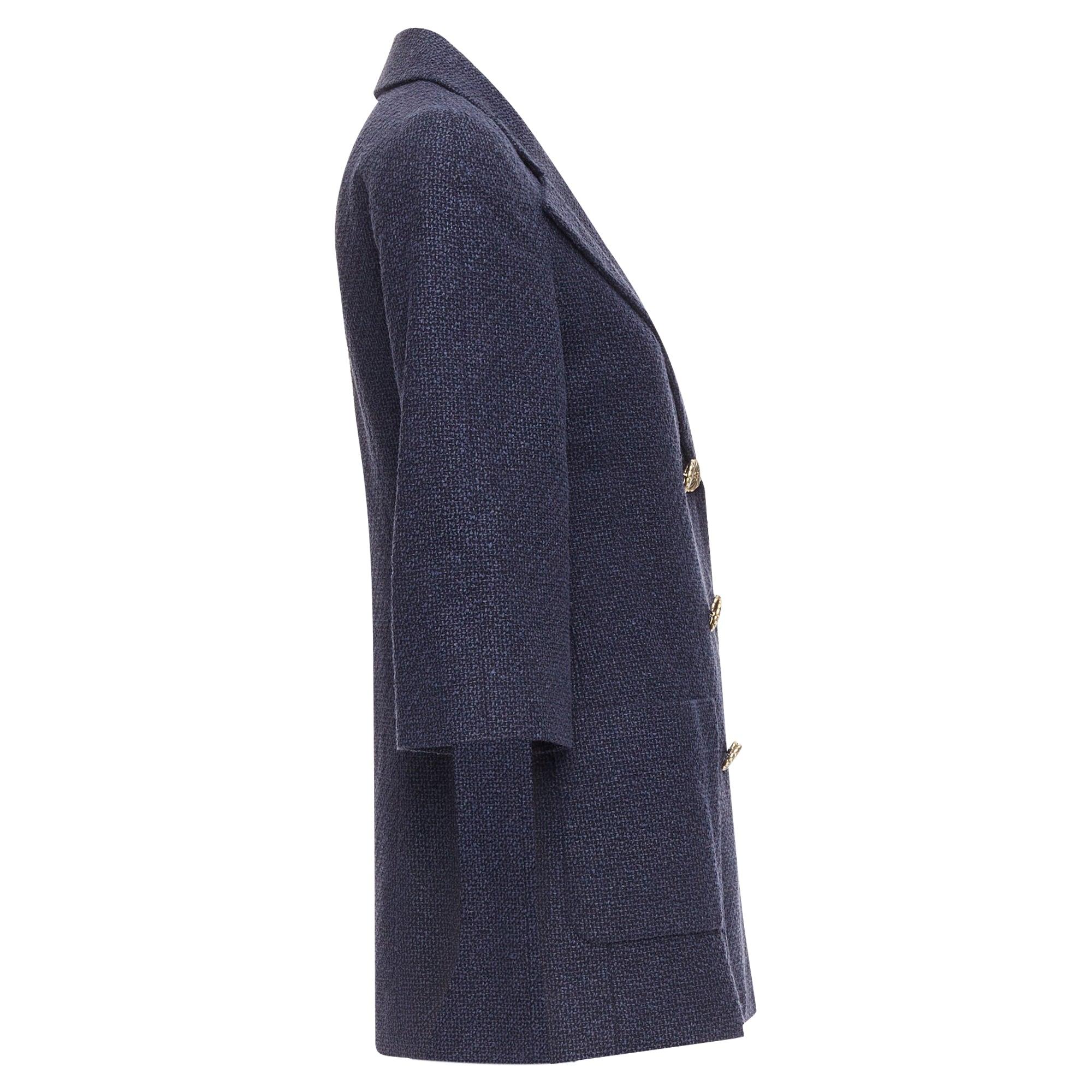 Women's Chanel tweed CC pocket double breast schoolboy jacket