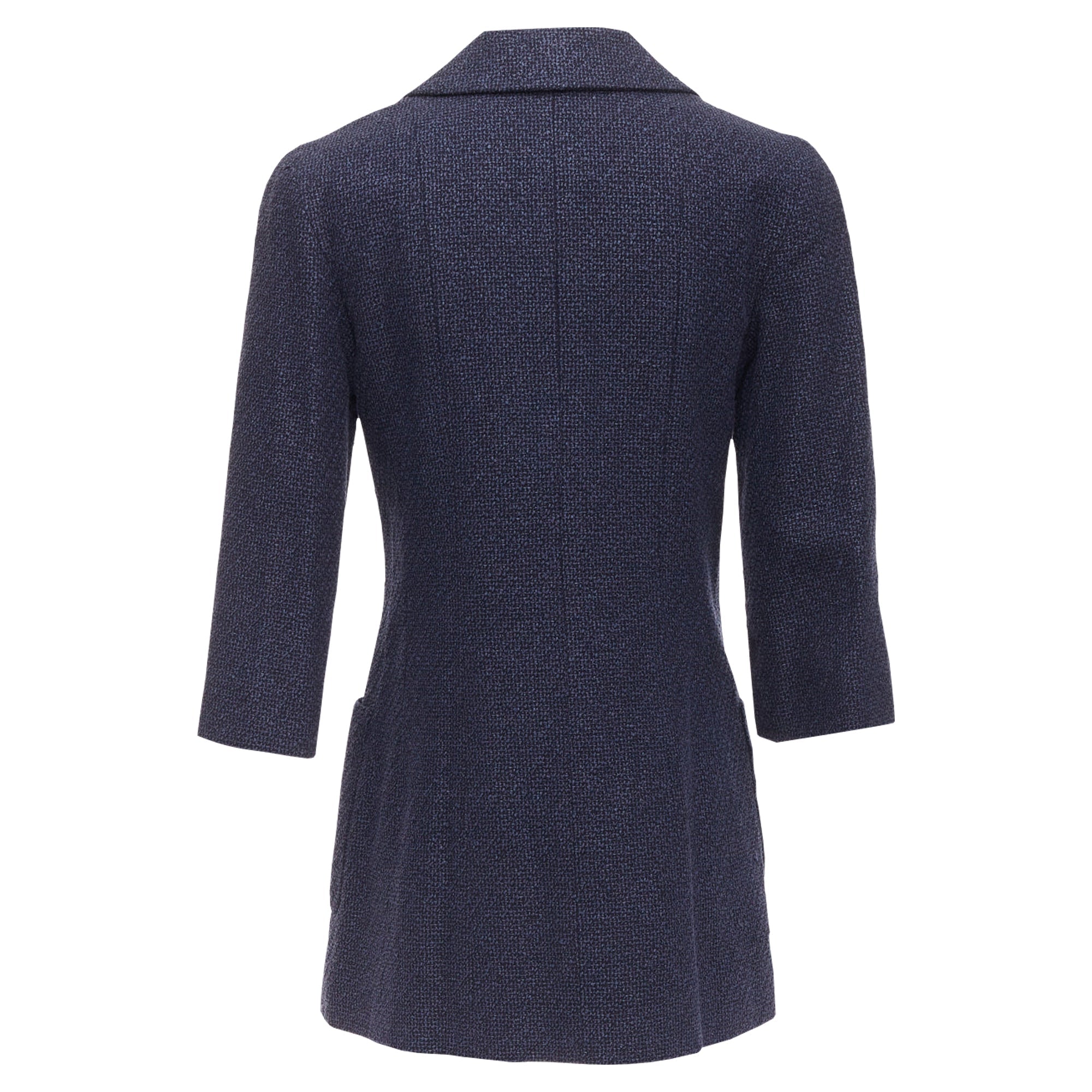 Women's Chanel tweed CC pocket double breast schoolboy jacket