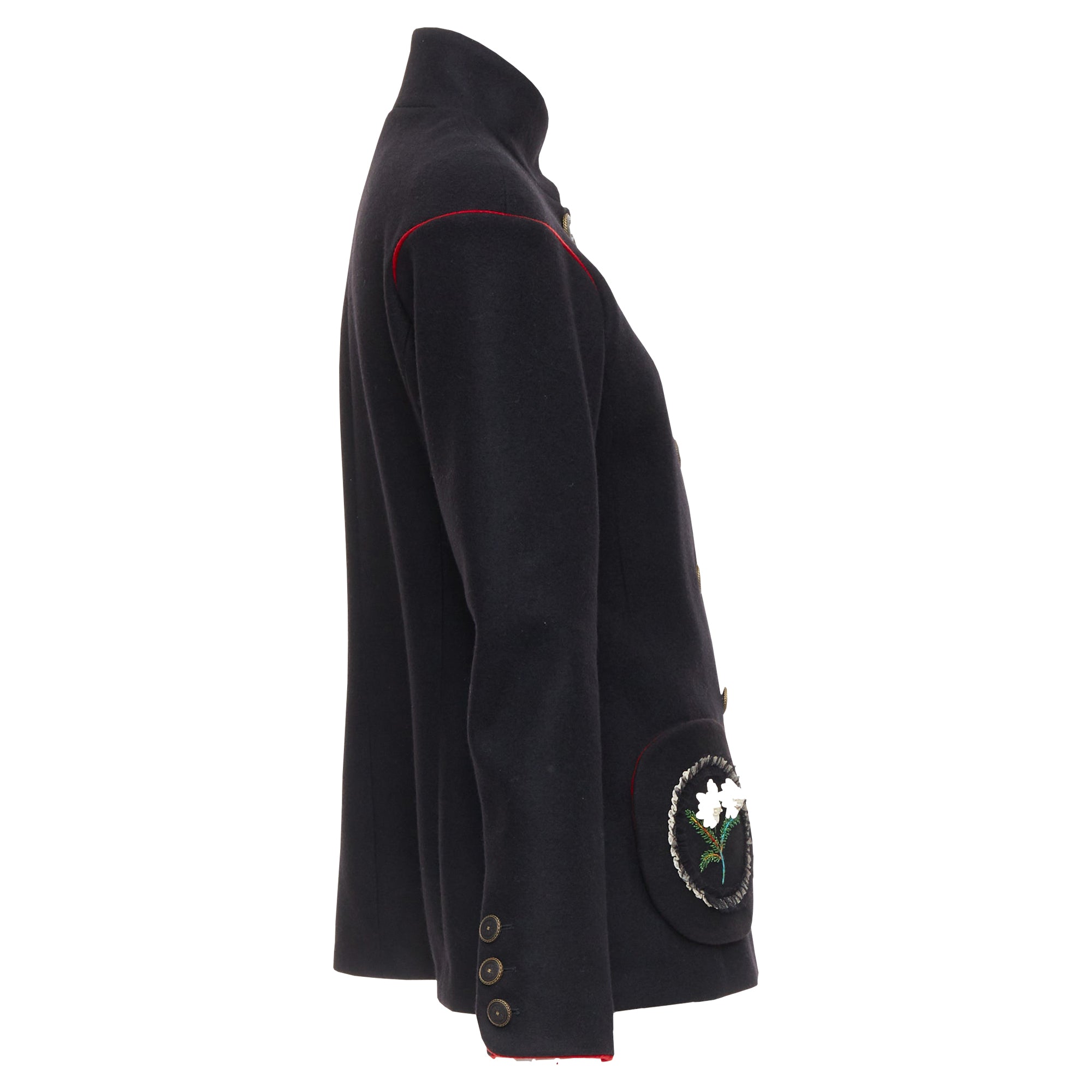 Women's Chanel Edelweiss flower embroidery circle pocket wool coat