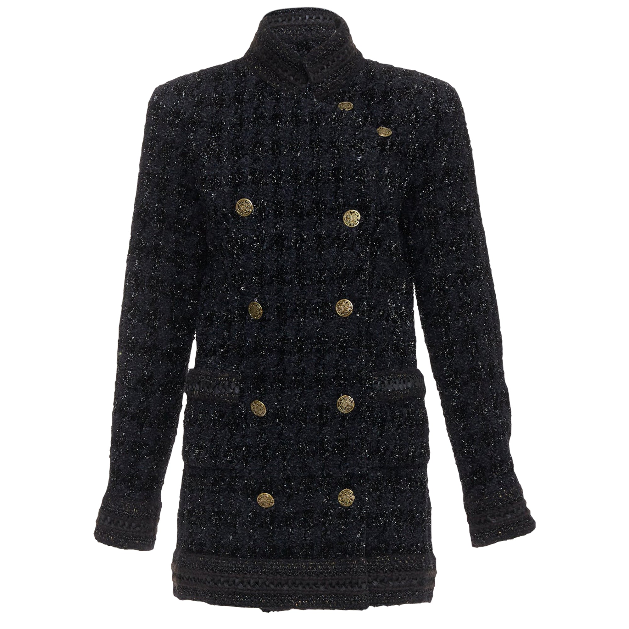 Women's Chanel Paris Shanghai metallic checked qipao coat