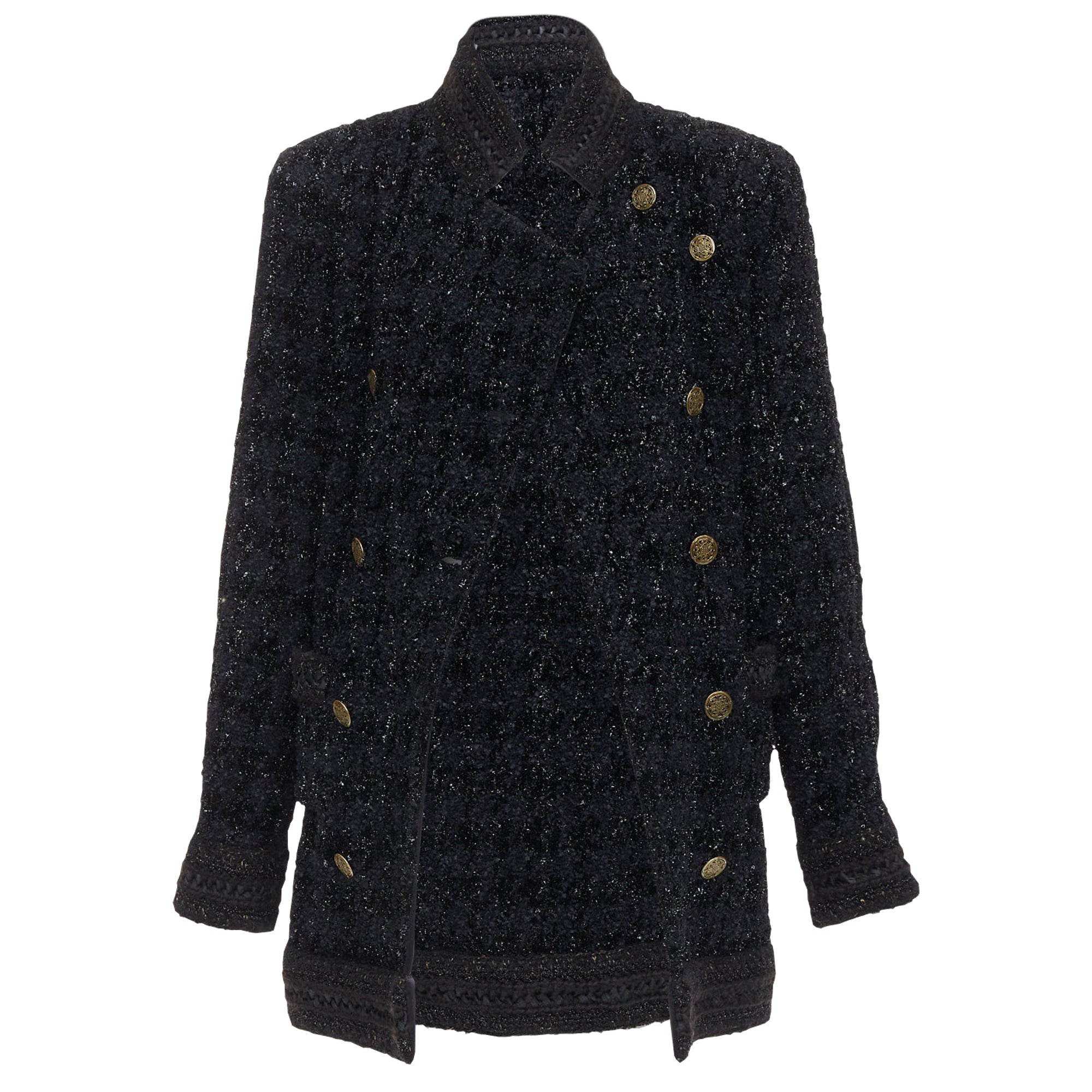Women's Chanel Paris Shanghai metallic checked qipao coat