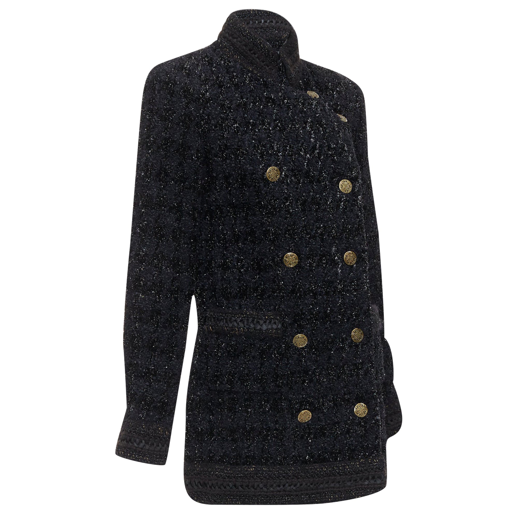 Women's Chanel Paris Shanghai metallic checked qipao coat