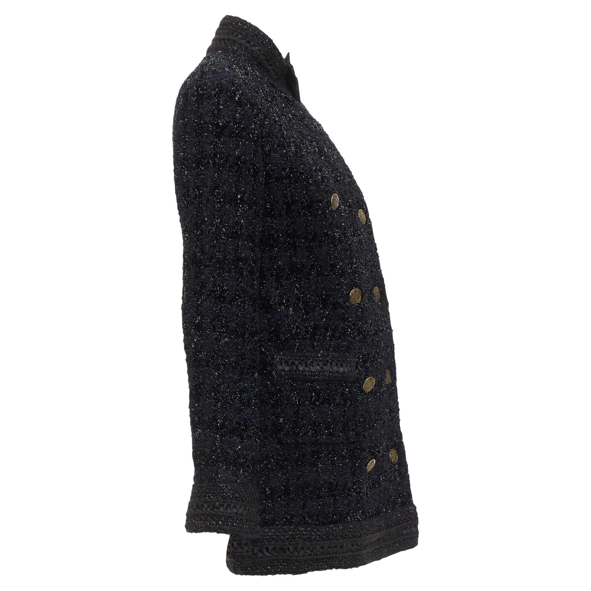 Women's Chanel Paris Shanghai metallic checked qipao coat
