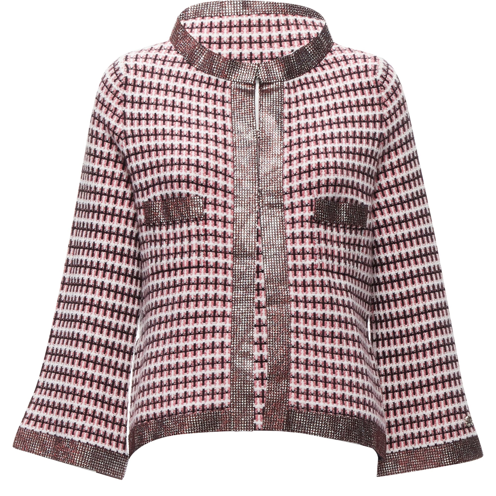 Women's Chanel cashmere tweed crystal trim swing cardigan jacket
