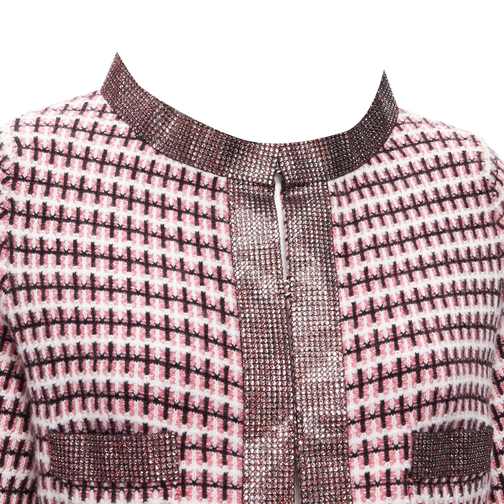 Women's Chanel cashmere tweed crystal trim swing cardigan jacket