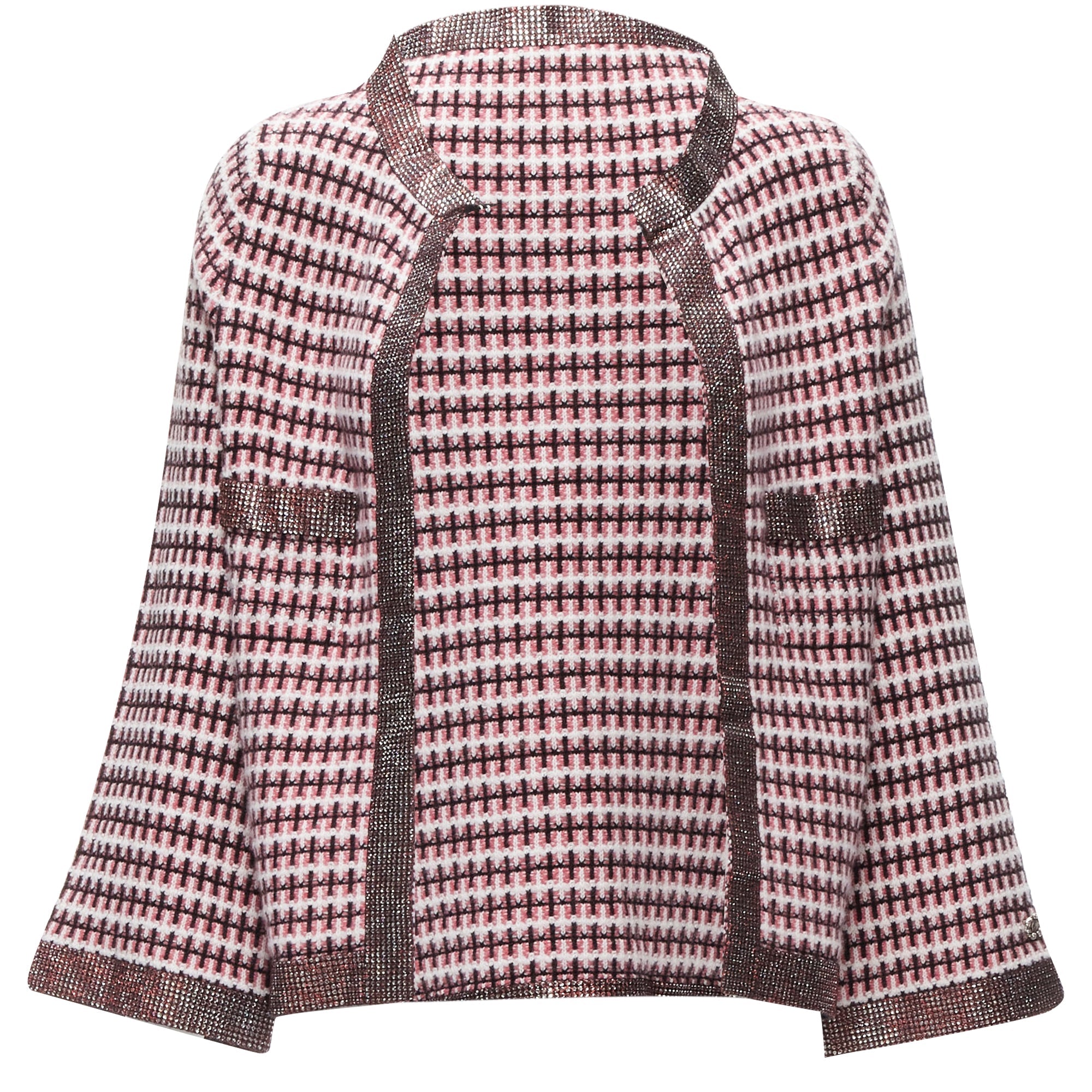 Women's Chanel cashmere tweed crystal trim swing cardigan jacket