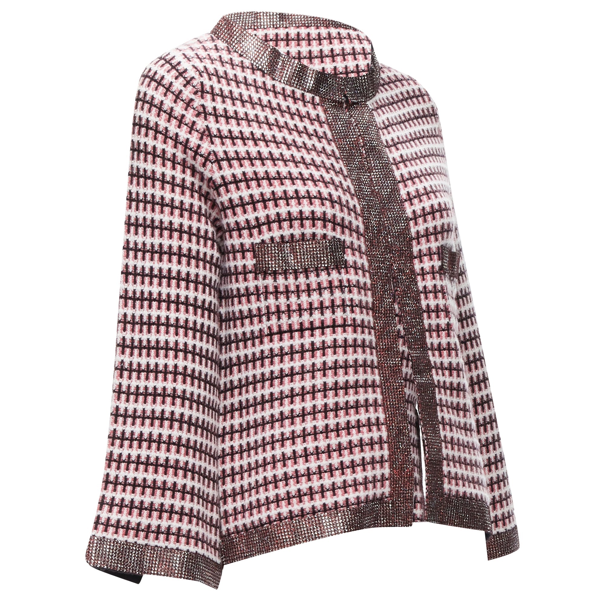 Women's Chanel cashmere tweed crystal trim swing cardigan jacket
