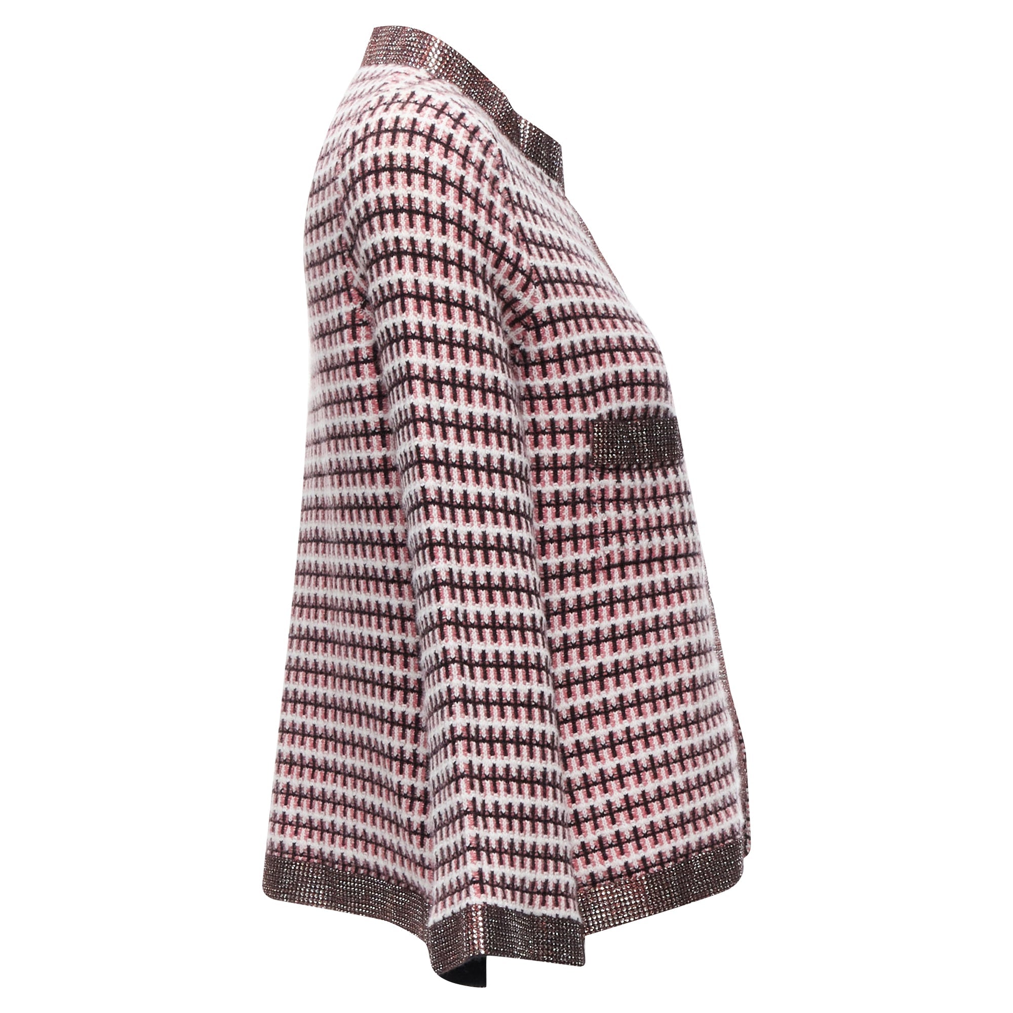 Women's Chanel cashmere tweed crystal trim swing cardigan jacket