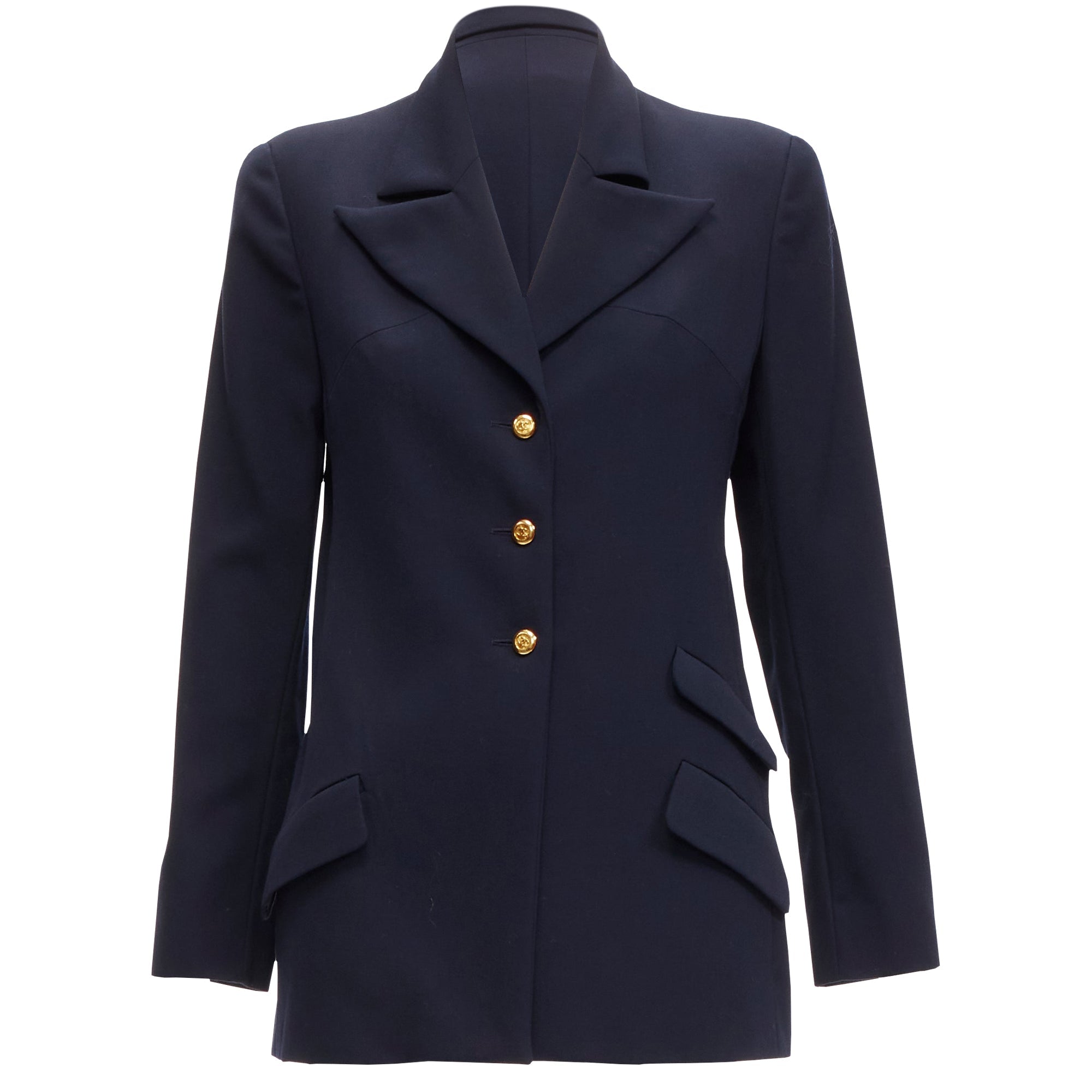 Women's Chanel CC buttons p pockets military blazer jacket