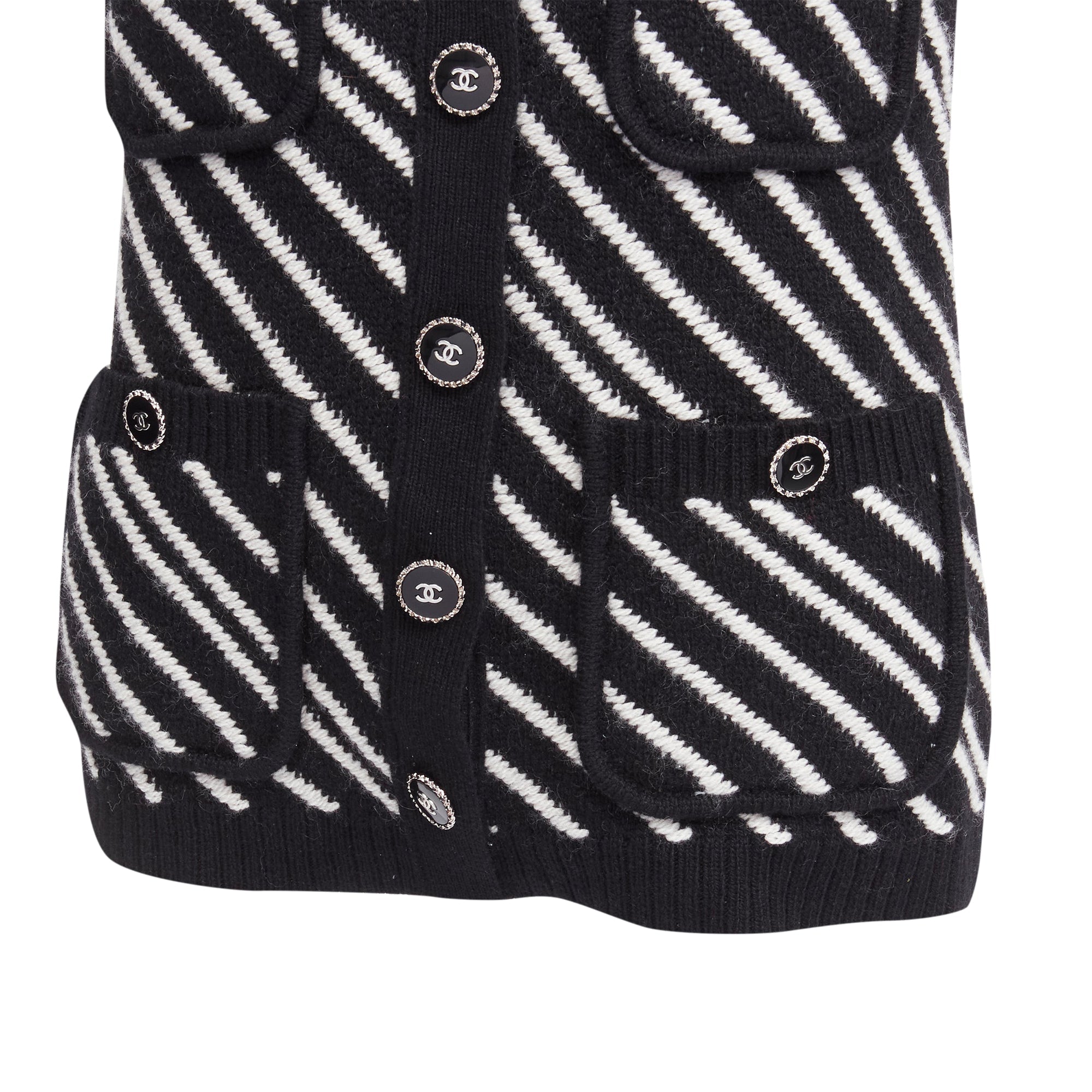 Women's Chanel cashmere graphic stripes pocket vest jacket