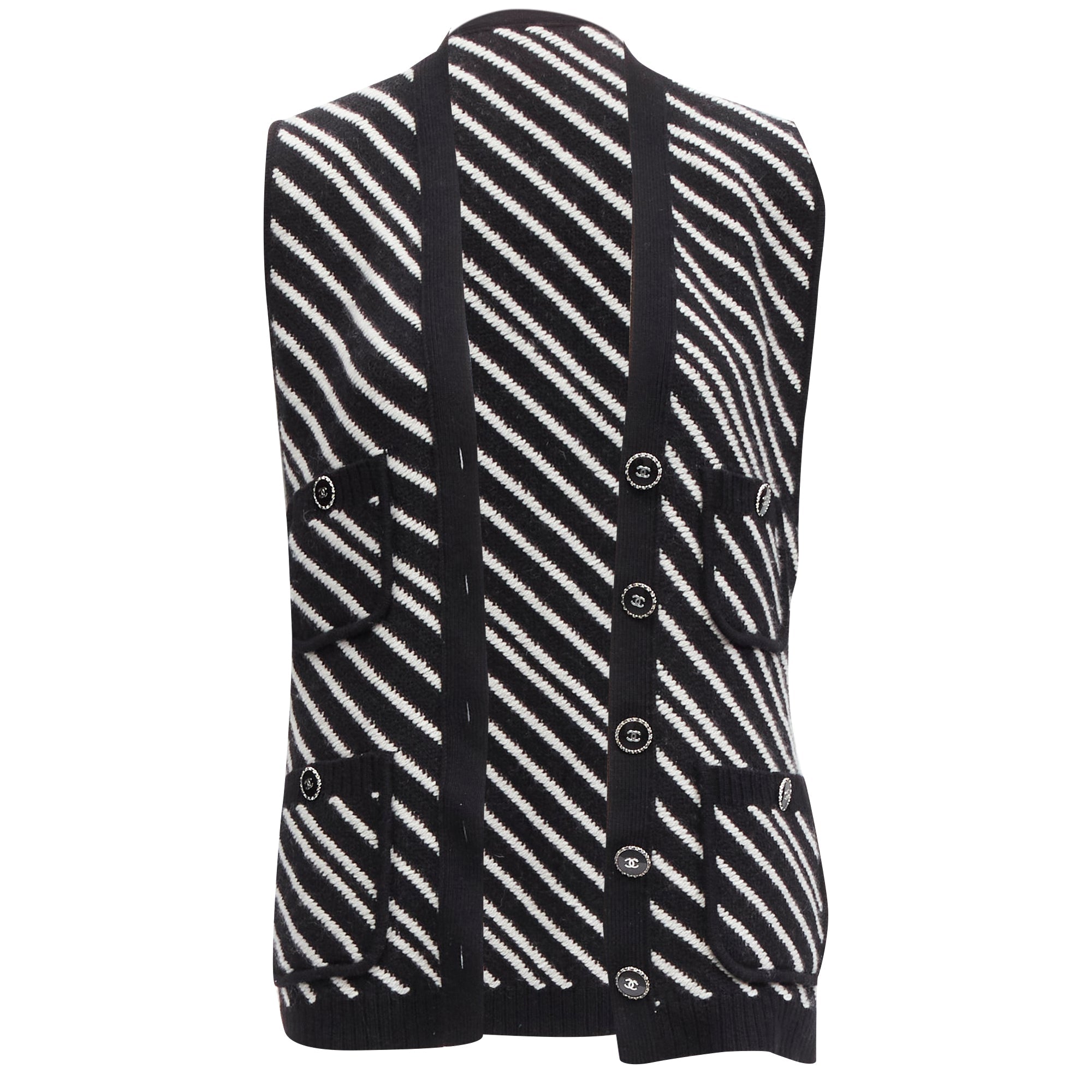 Women's Chanel cashmere graphic stripes pocket vest jacket