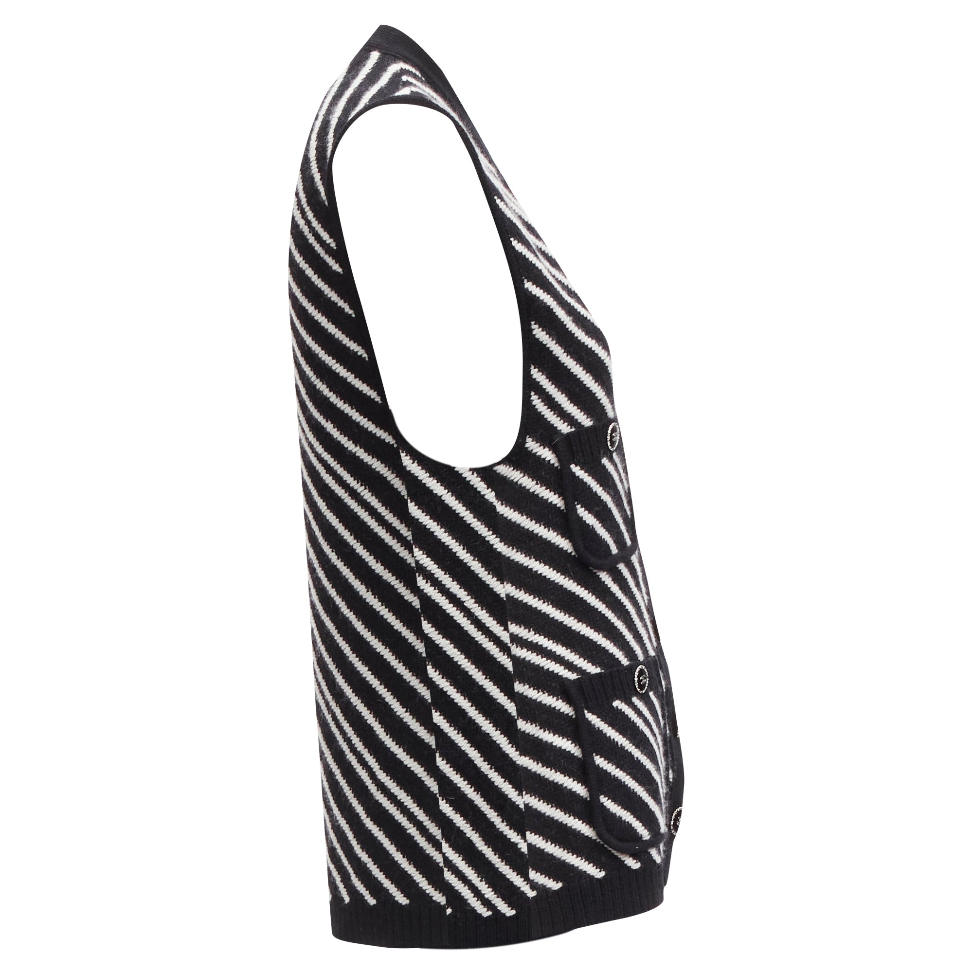 Women's Chanel cashmere graphic stripes pocket vest jacket