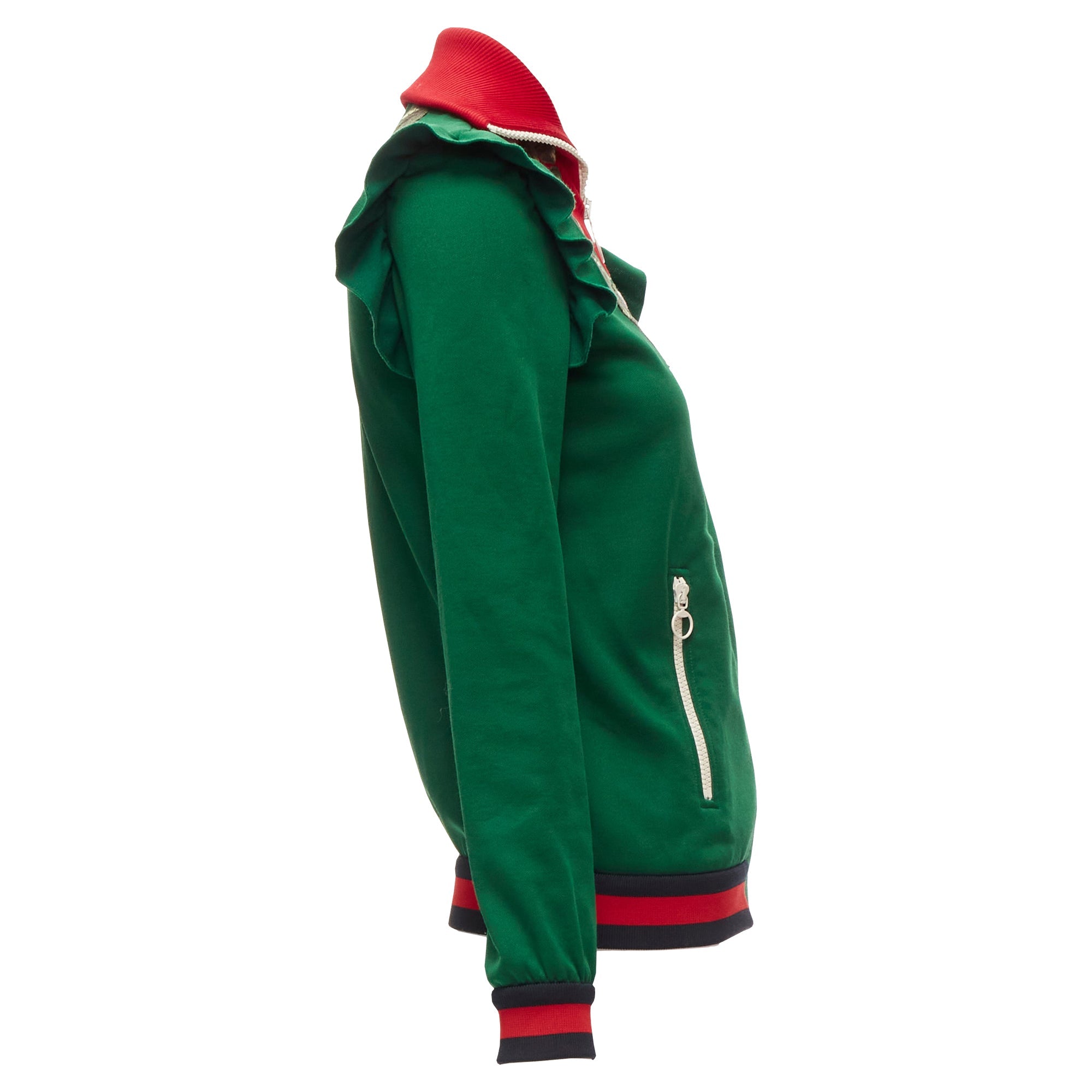 Women's Gucci Alessandro Michele floral applique ruffled track jacket