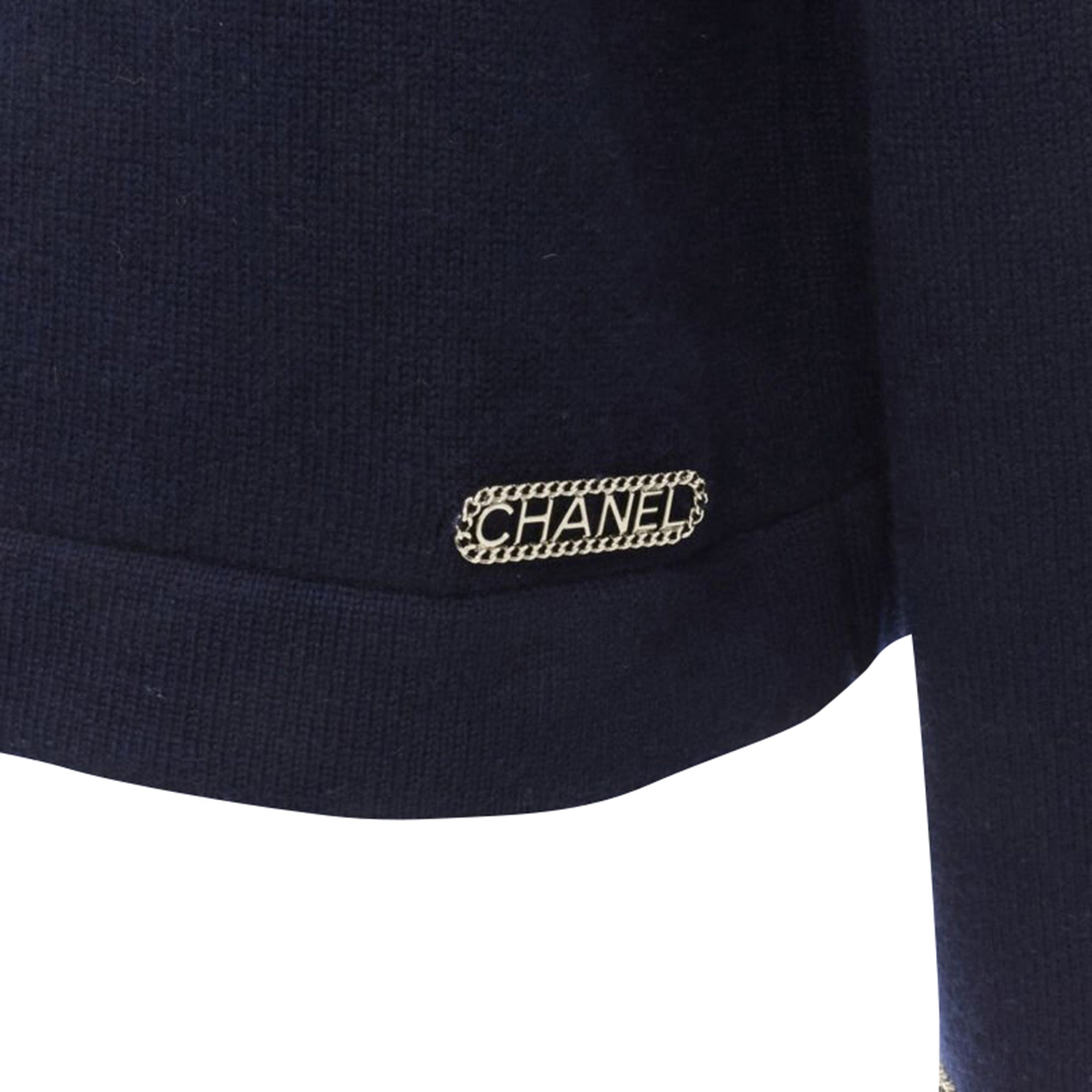 Women's Chanel cashmere chain trim boat neck sweater