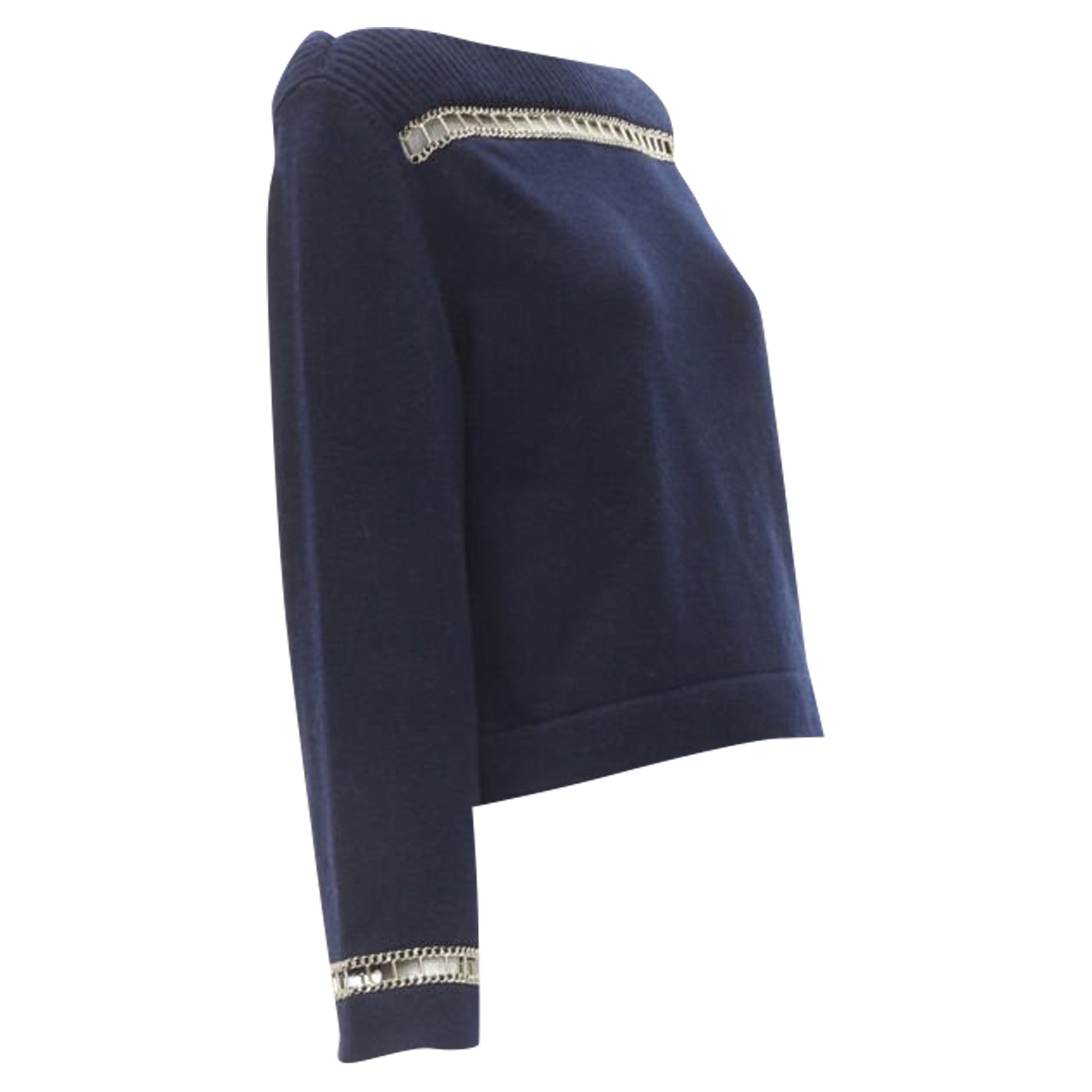 Women's Chanel cashmere chain trim boat neck sweater