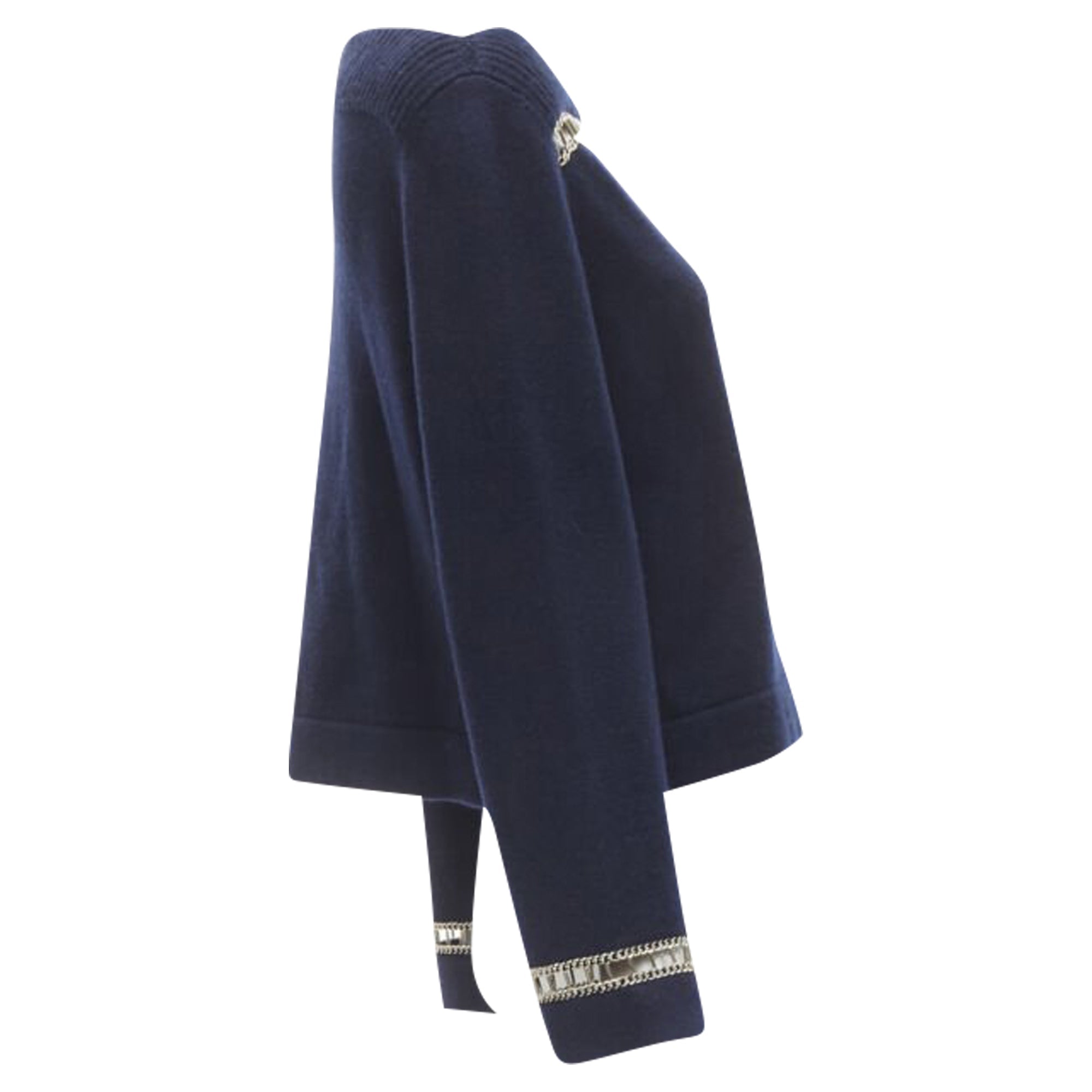 Women's Chanel cashmere chain trim boat neck sweater