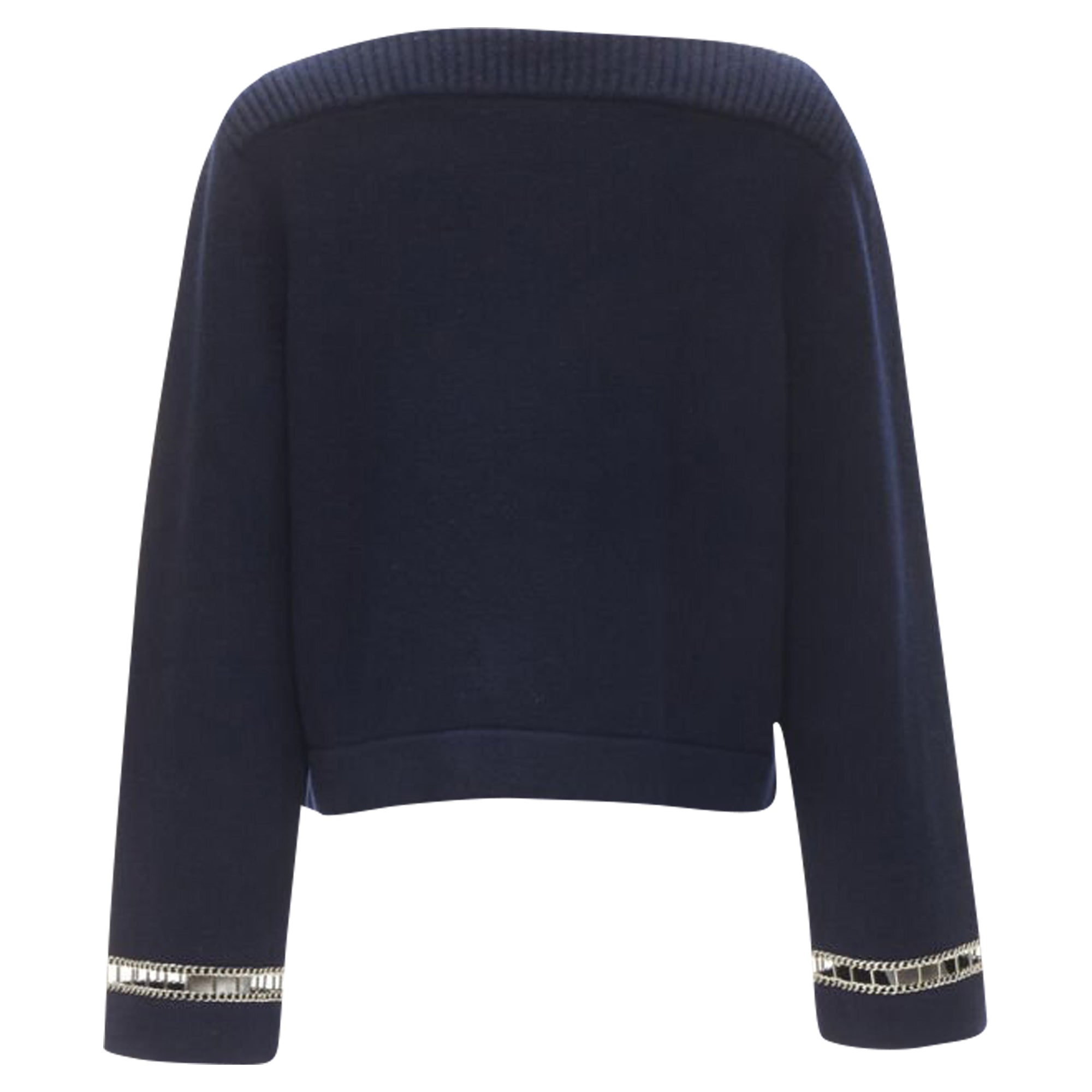 Women's Chanel cashmere chain trim boat neck sweater